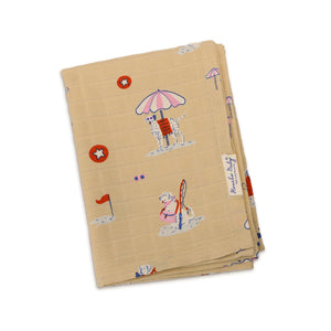Paw-some Beach Day - Muslin 100% Cotton Baby Towel (65 X 90 cms) 1 pack NEW