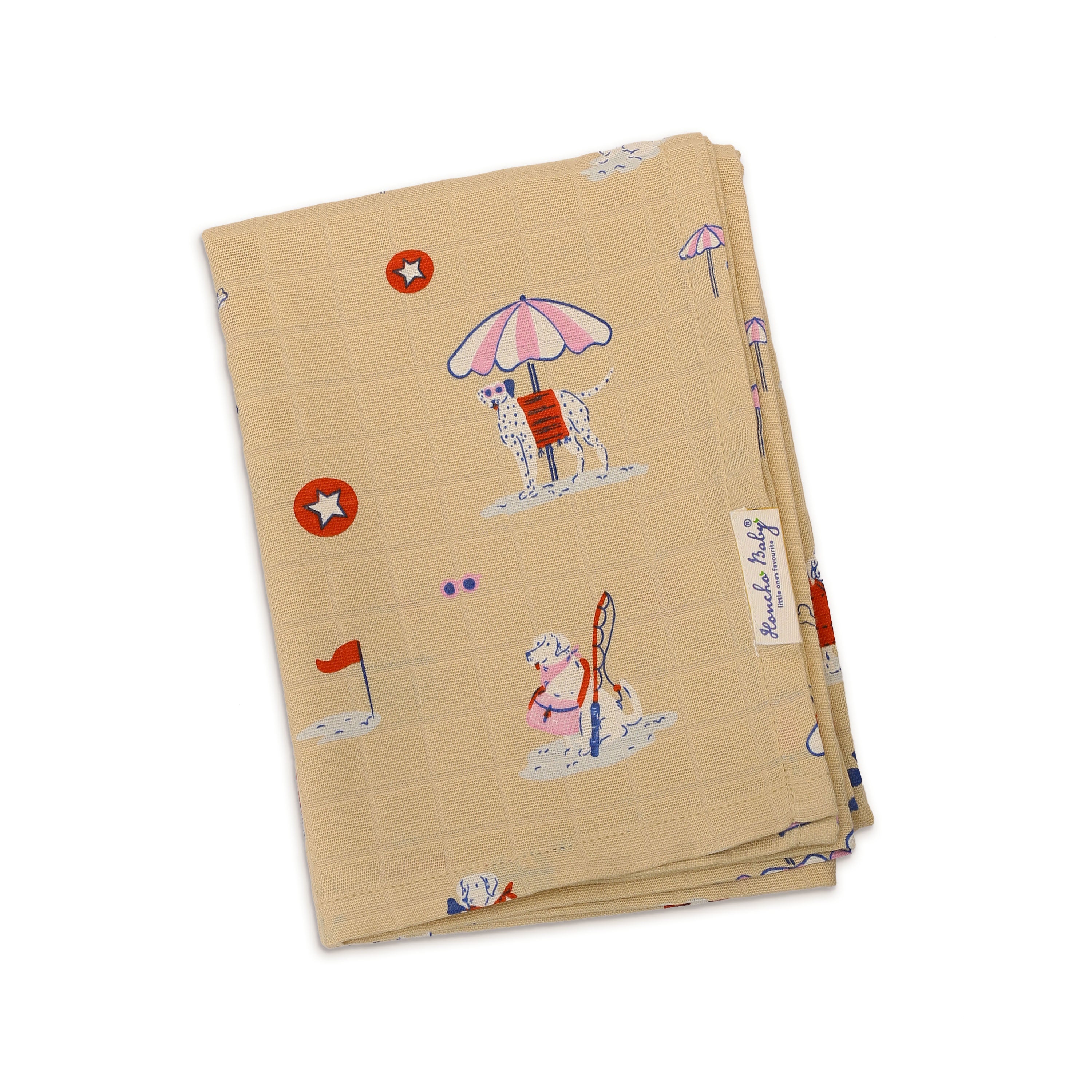 Paw-some Beach Day - Muslin 100% Cotton Baby Towel (65 X 90 cms) 1 pack NEW