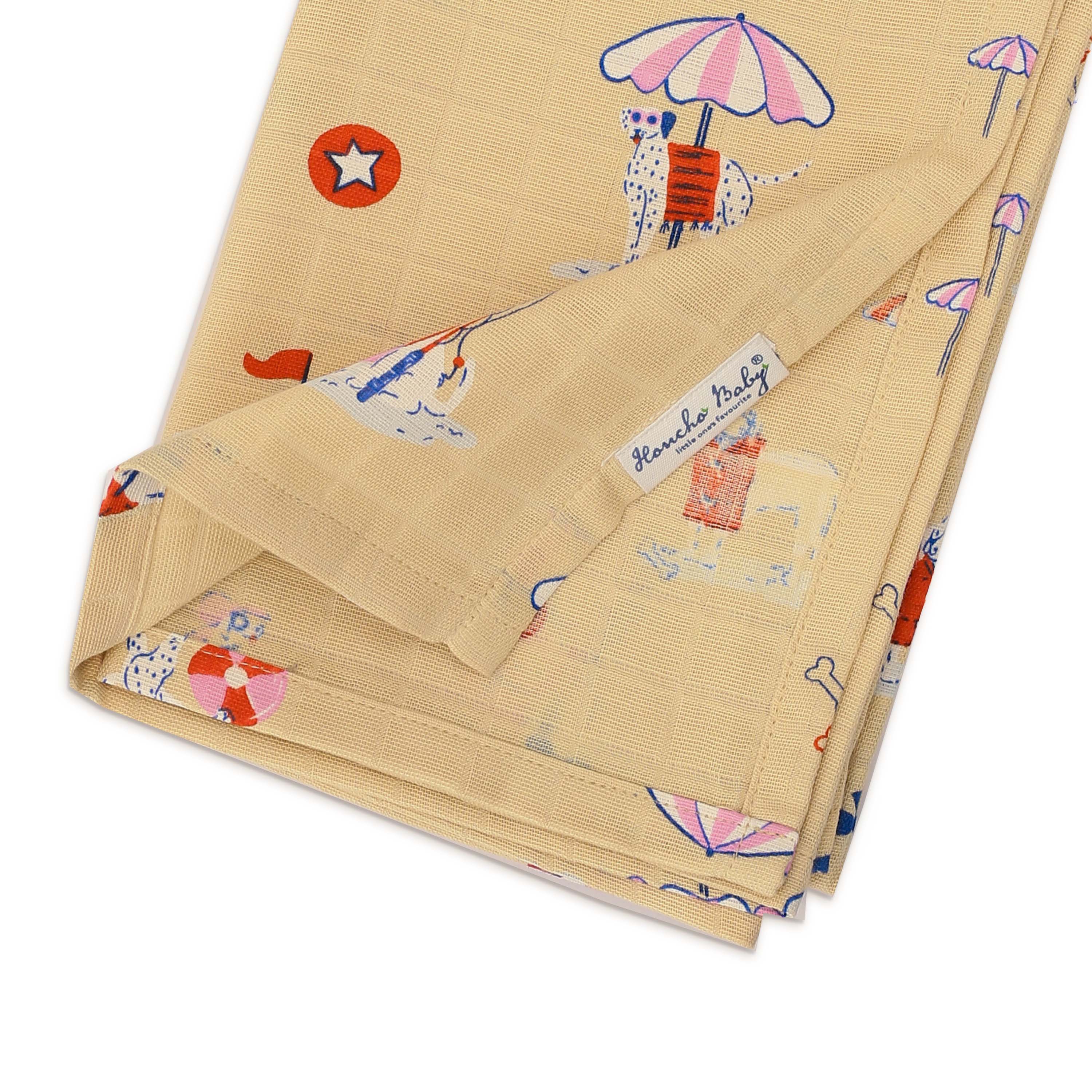 Paw-some Beach Day - Muslin 100% Cotton Baby Towel (65 X 90 cms) 1 pack NEW