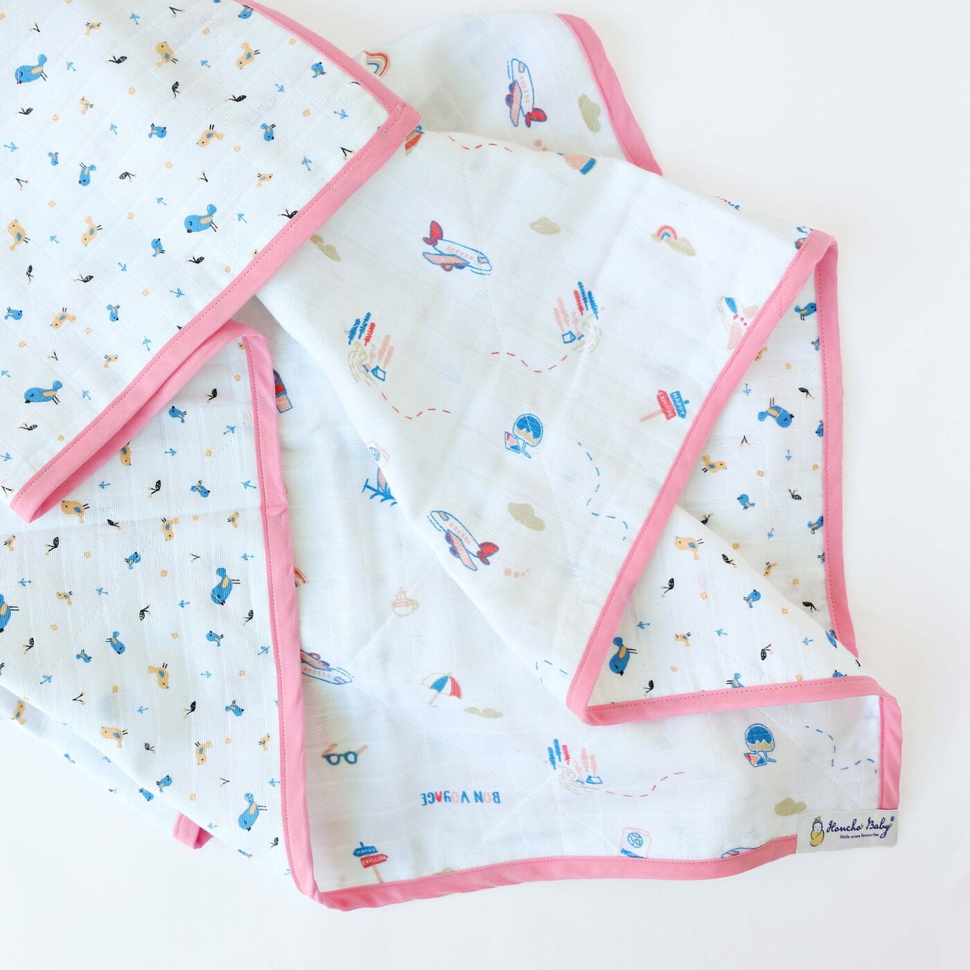 Tiny Travellers & Pretty little birds - Reversible Blanket/Quilt (4 layered)