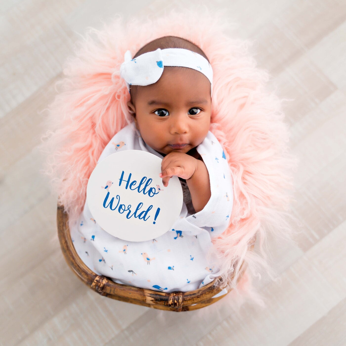 Pretty little birds - Organic Cotton (double layer) Baby Muslin Swaddle Set - 110 X 110 cms