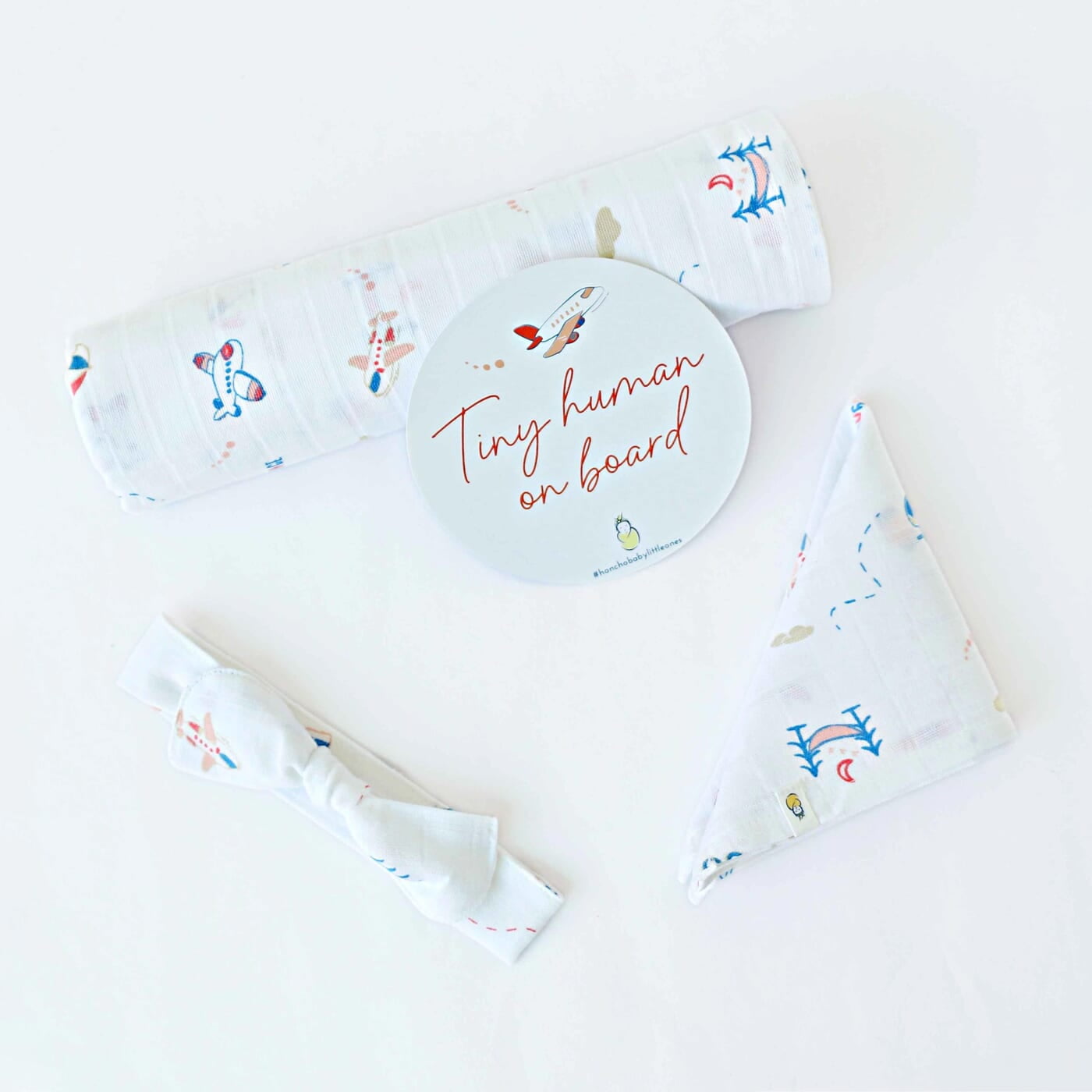Tiny Travellers - Organic Cotton (double layer) Baby Muslin Swaddle Set - 110 X 110 cms