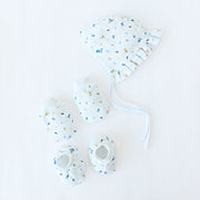Baby Cap, Mittens and booties Set - Pretty Little Birds  (0 - 4 months)