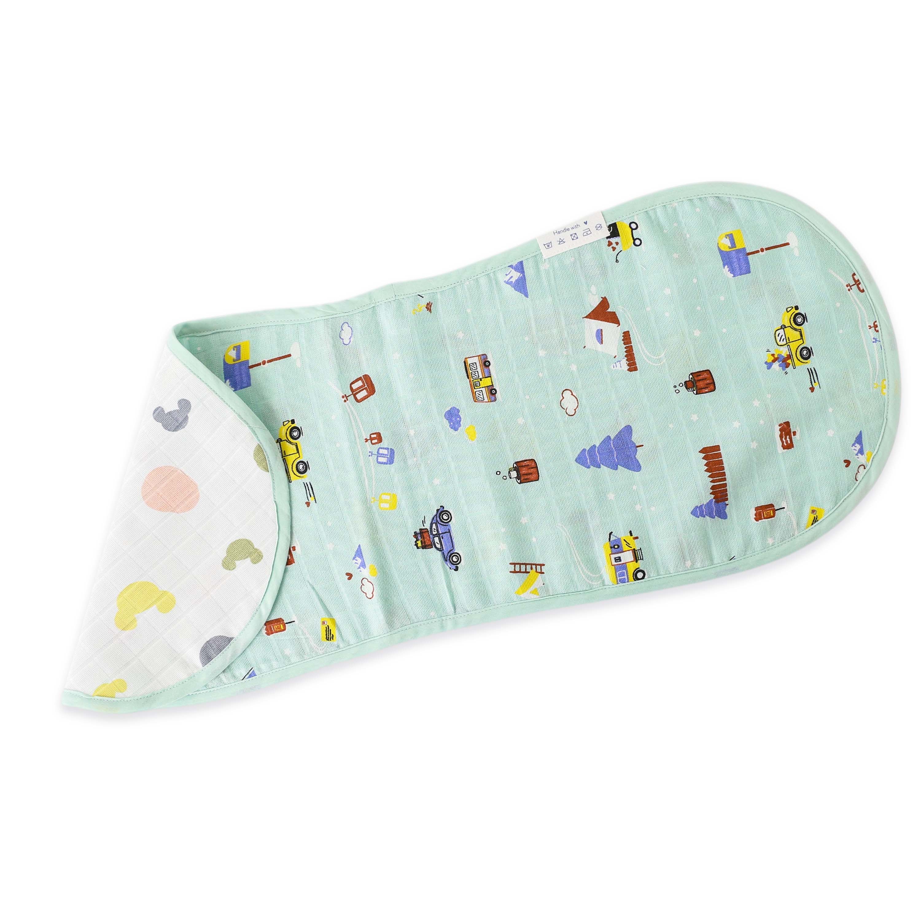 Snowy Village Tales & Candy Cloud Dots - Muslin Reversible Burp Cloth NEW