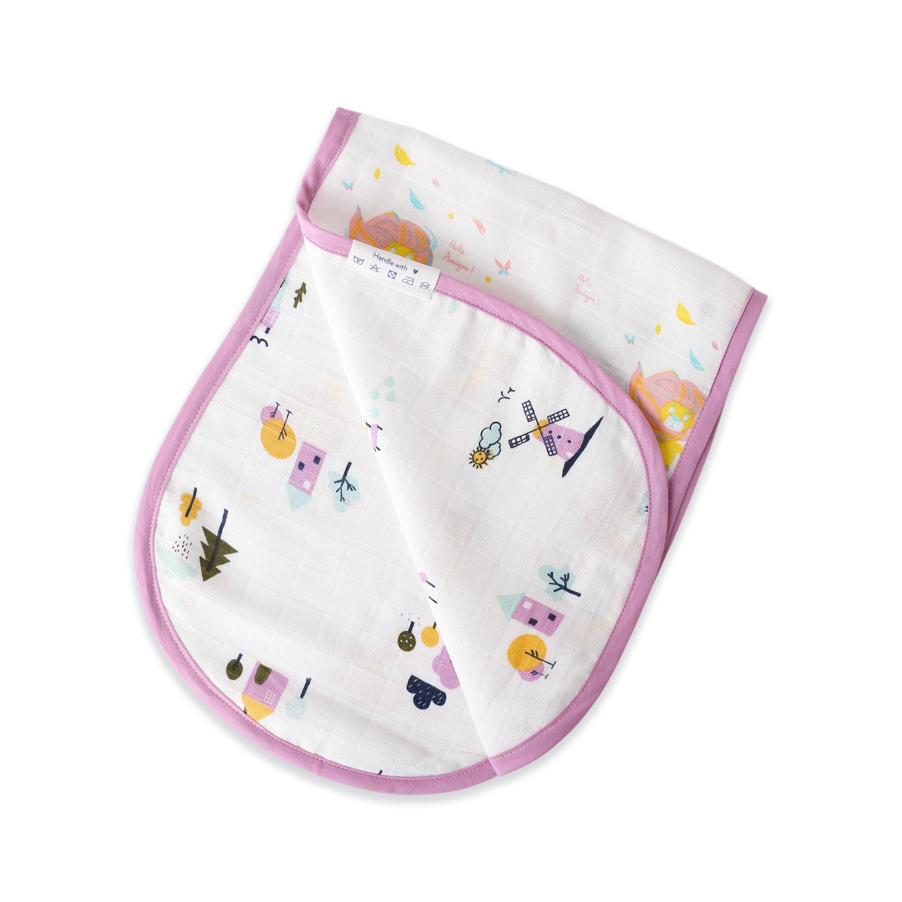 Farmyard Tales - Lion & The Bird - Muslin Reversible Burp Cloth NEW