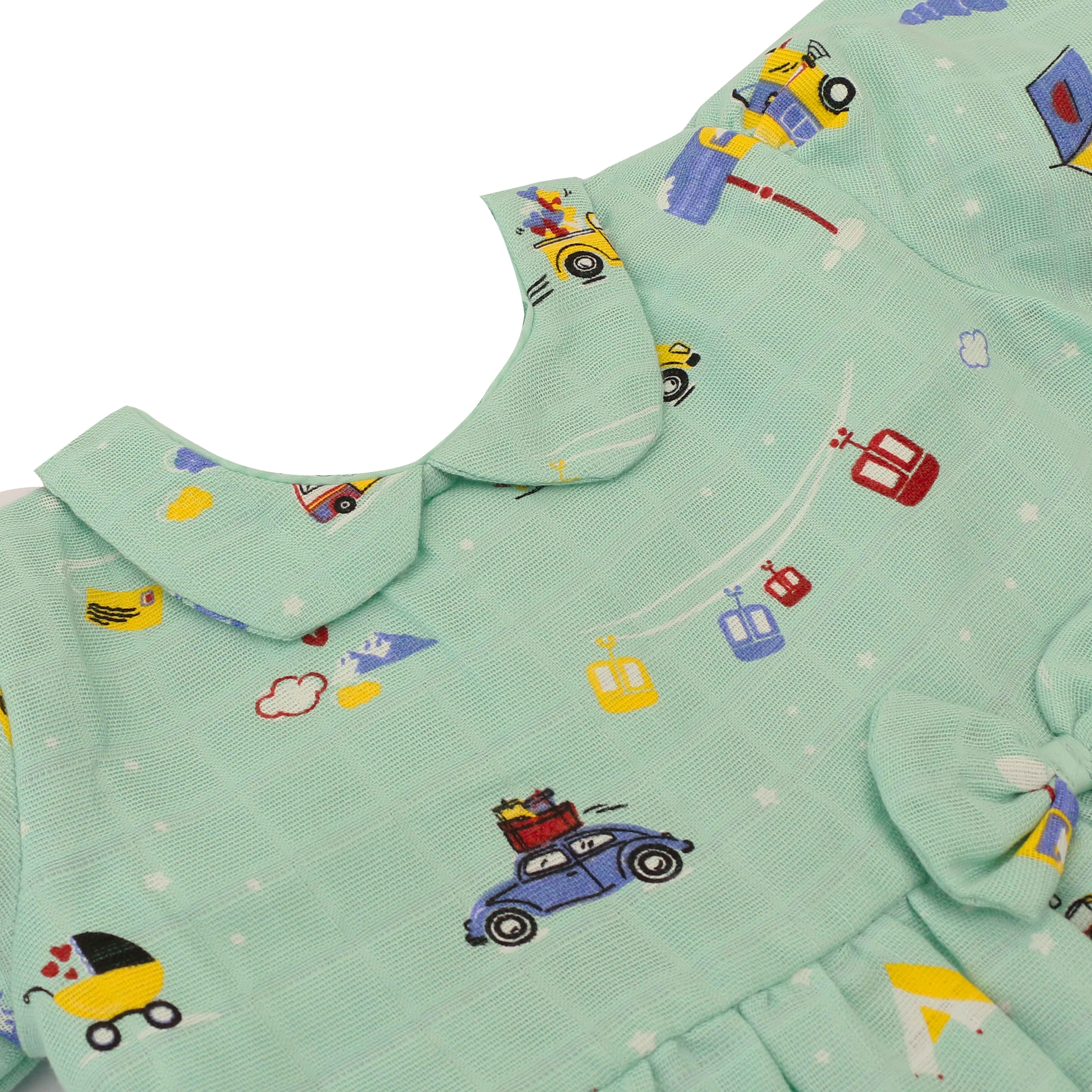 Snowy Village Tales - Half Sleeve Puff Muslin Cotton Frock with Bow (0m to 5 years) NEW