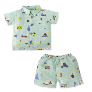 Snowy Village Tales - Muslin Half Sleeve Top & Shorts Set (0M – 5Y)