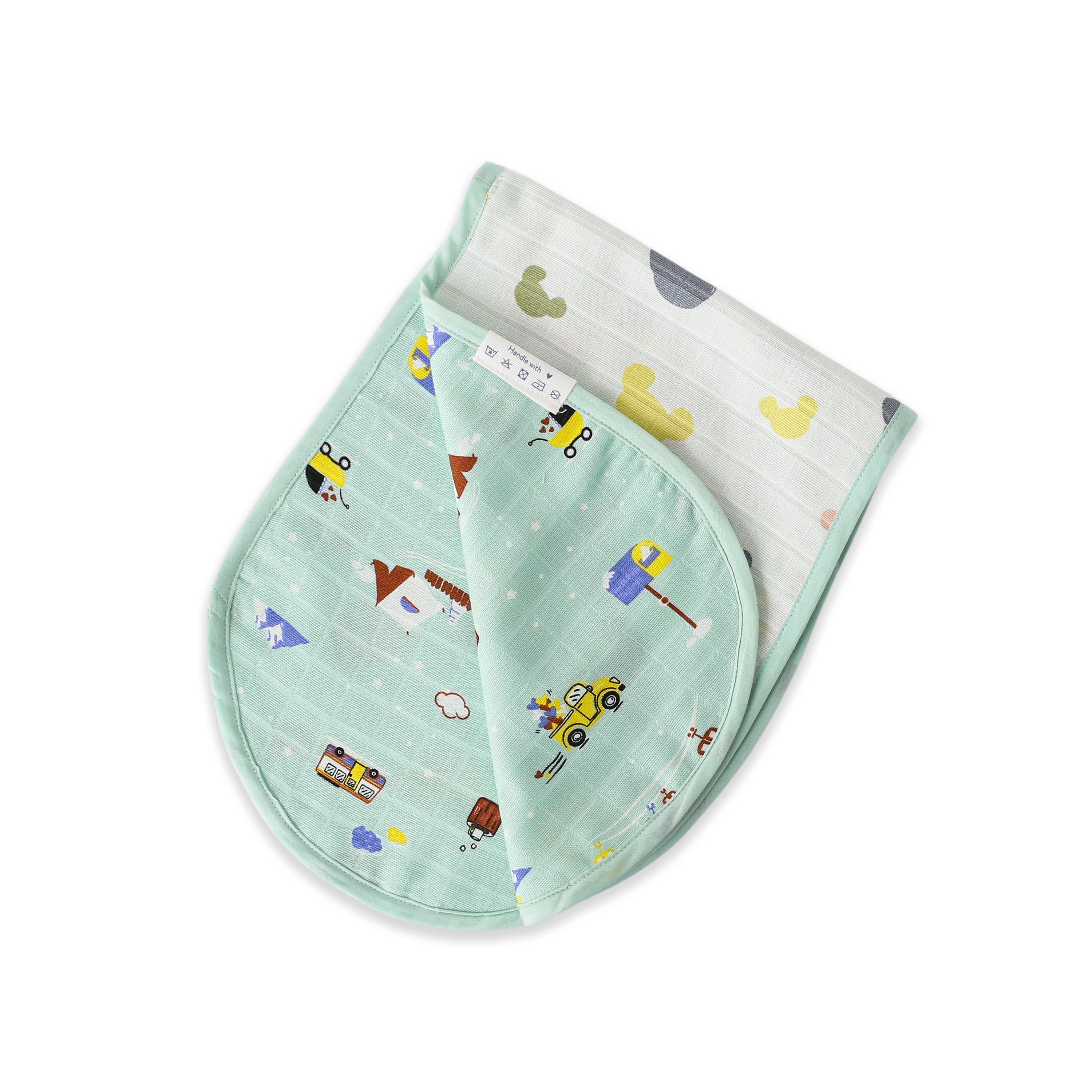 Snowy Village Tales & Candy Cloud Dots - Muslin Reversible Burp Cloth NEW