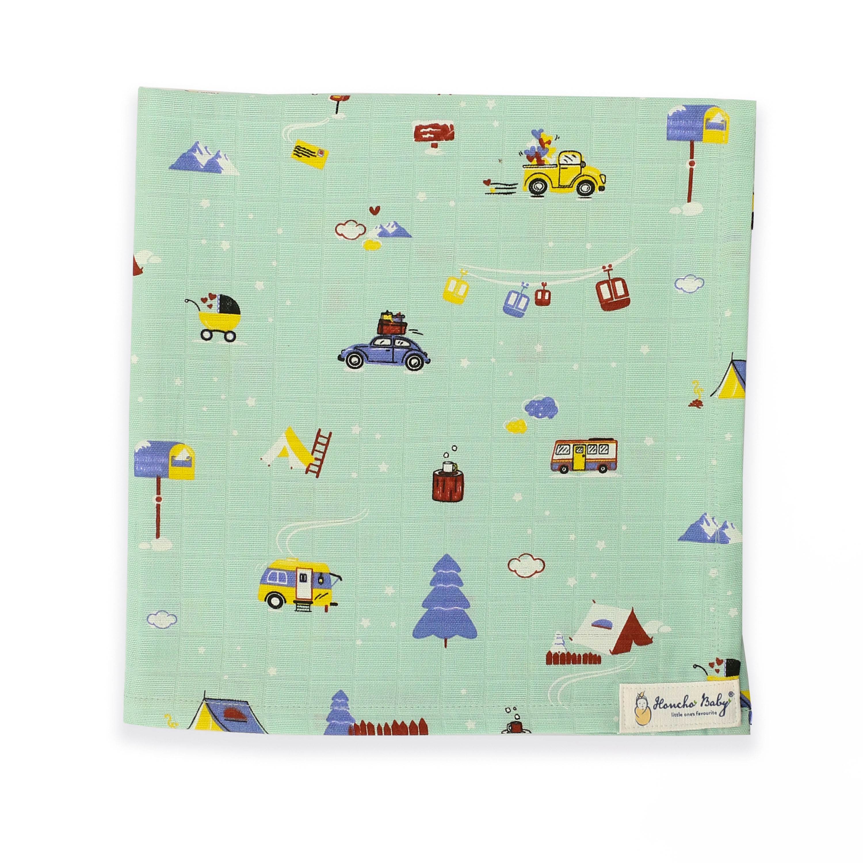 Snowy Village Tales - Organic Cotton (double layer) Baby Muslin Swaddle Set (110 X 110 cms)