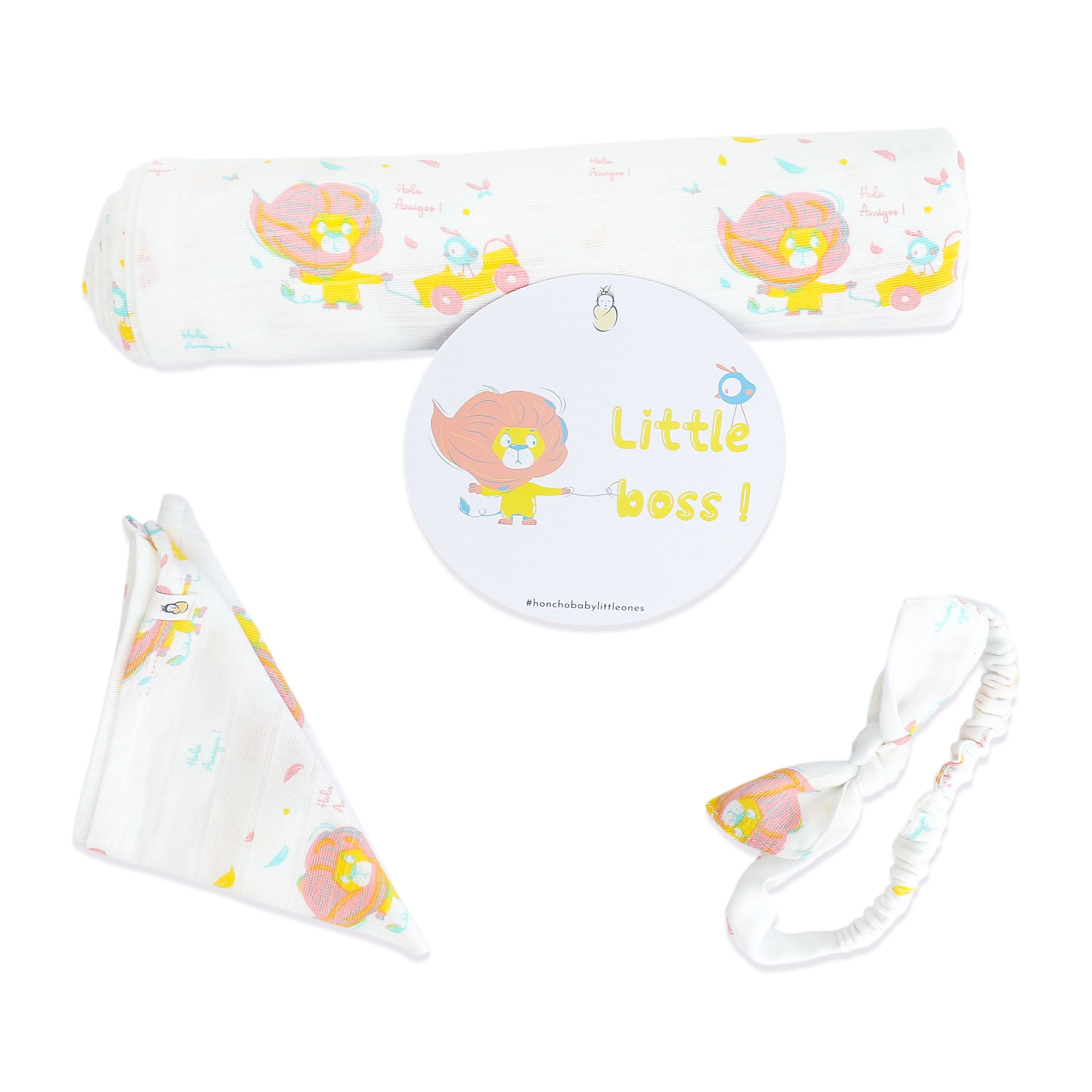 Lion & The Bird - Organic Cotton (double layer) Baby Muslin Swaddle Set (110 X 110 cms)