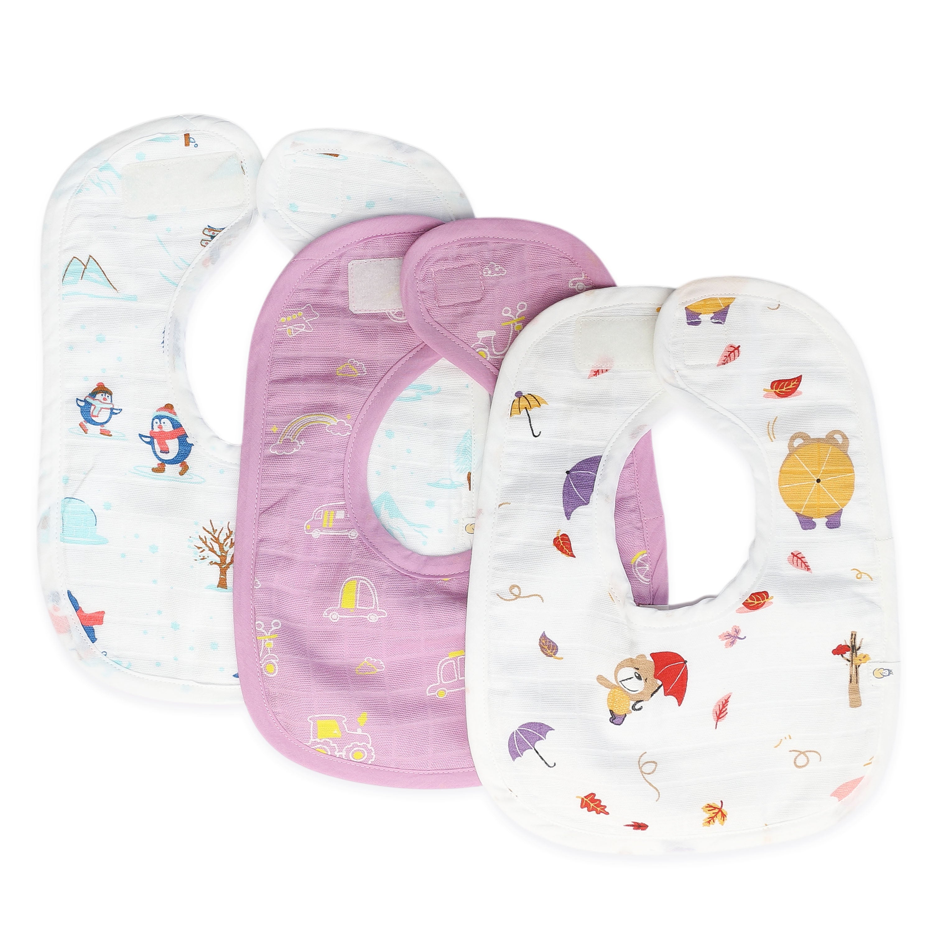 Reversible Muslin and Terry Bib - Assorted 3 Pack - Little Explorer Combo