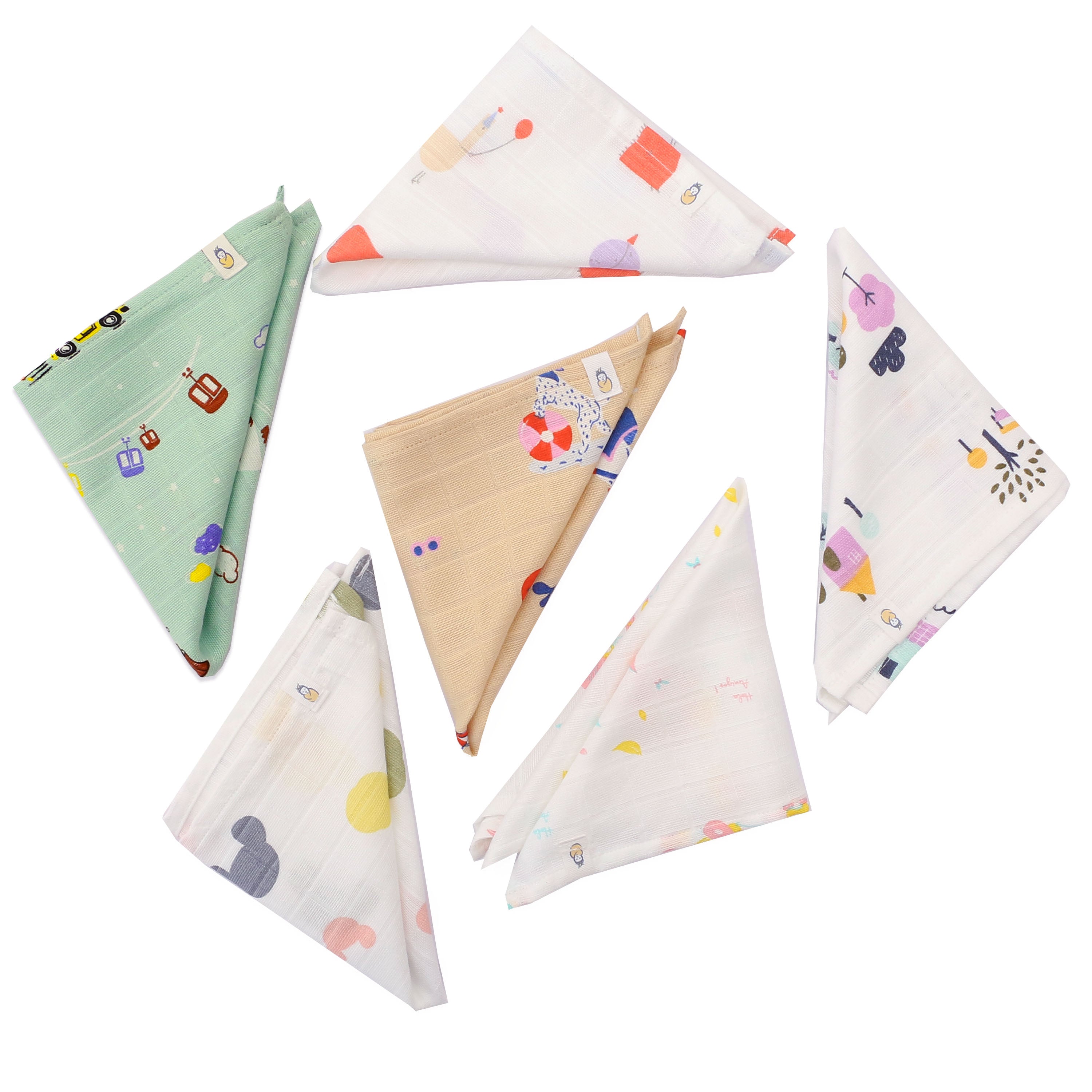 Muslin Wash cloth / Hand kerchief - 6 pack (27 x 27 cms) NEW