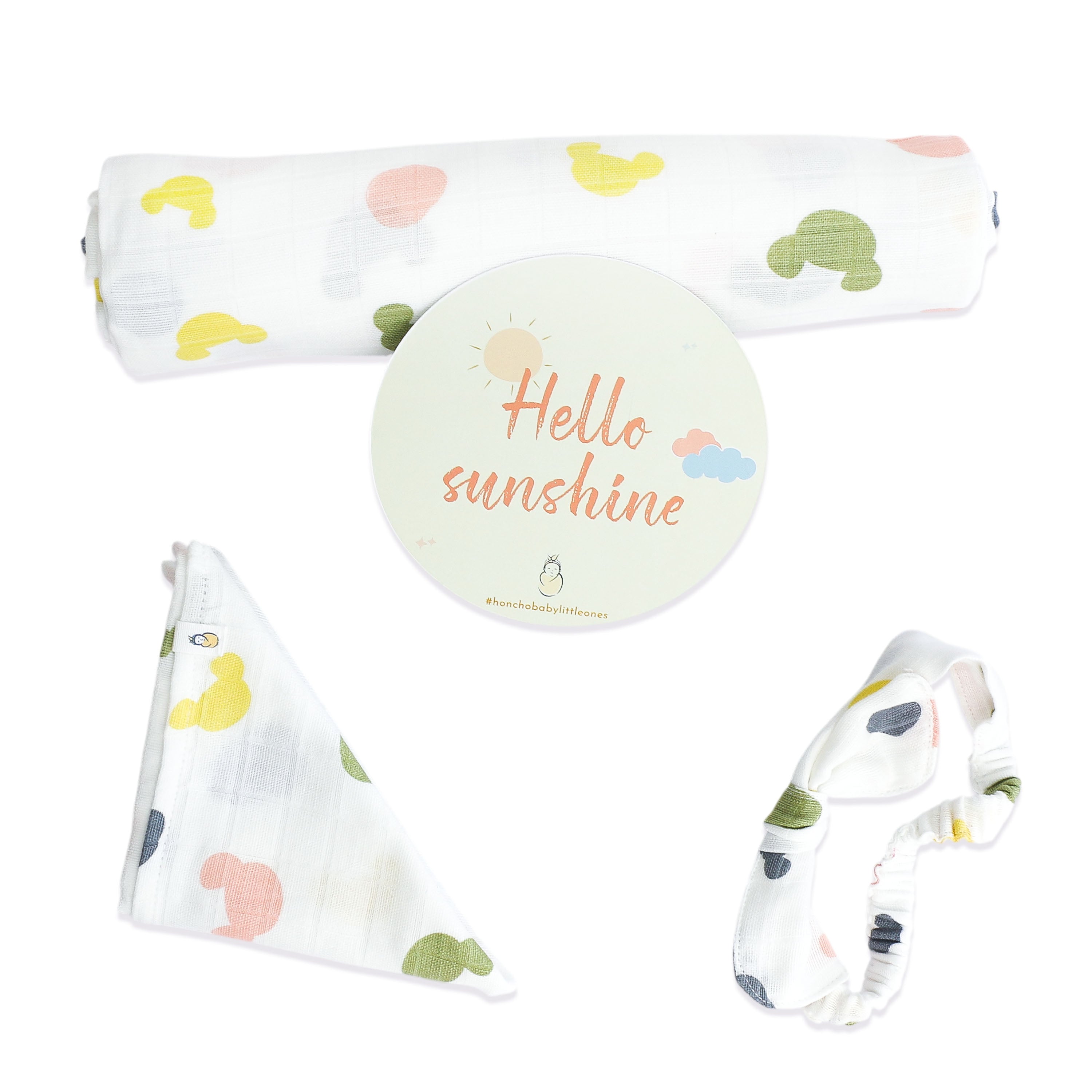 Candy Cloud Dots  - Organic Cotton (double layer) Baby Muslin Swaddle Set (110 X 110 cms)