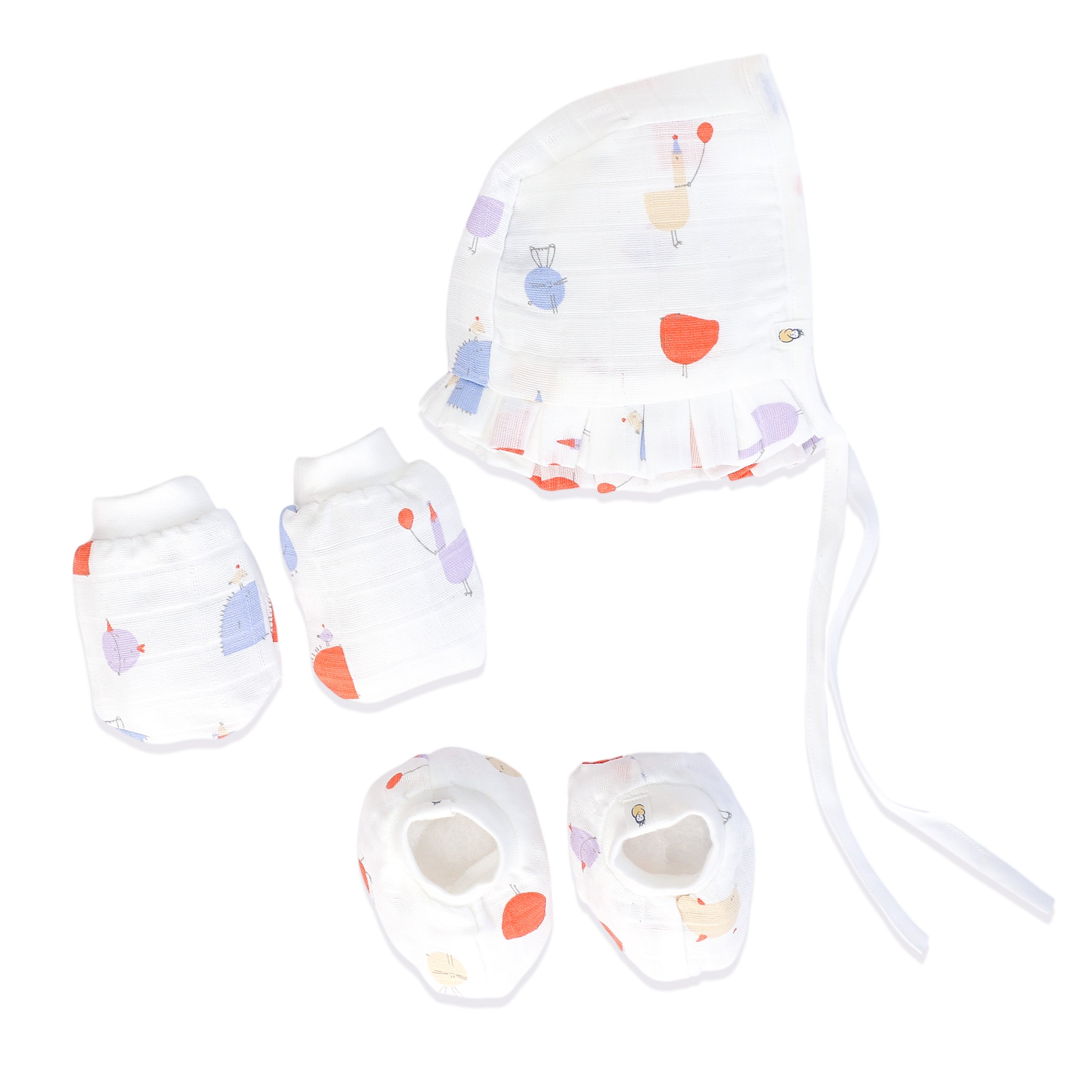 Baby Cap, Mittens and booties Set - Magic Doodles  (0 - 3 months)