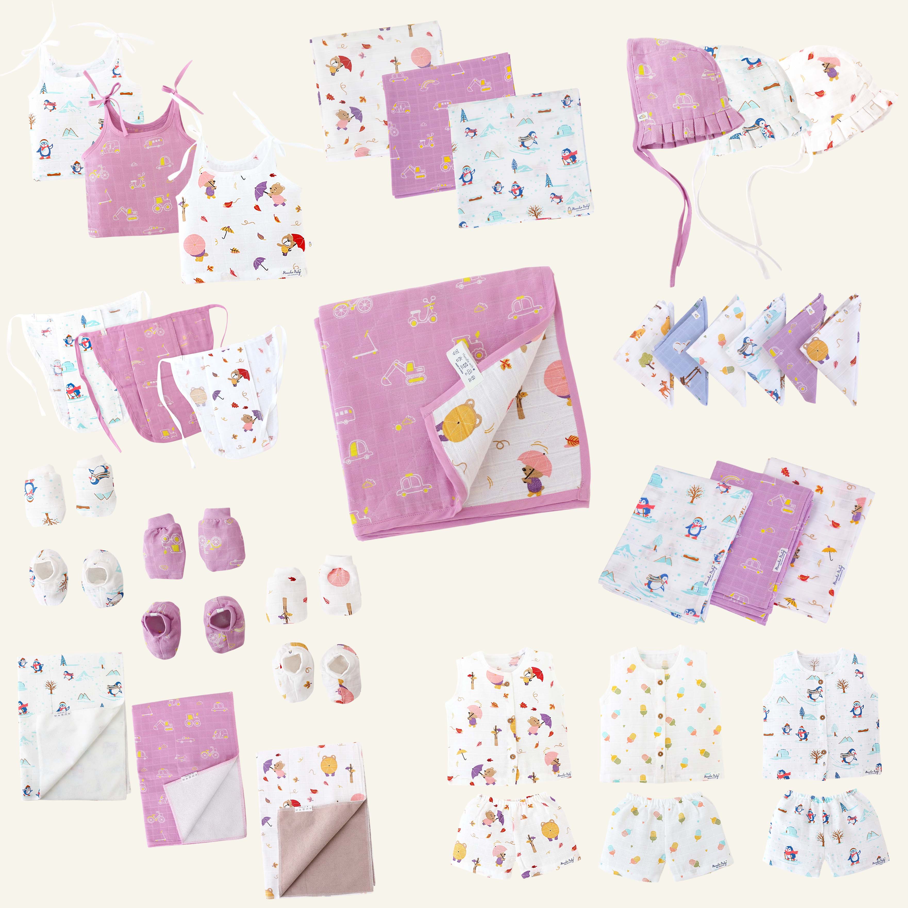 New born Baby's First Wardrobe - 34 Piece Bundle Gift set (Little Explorer Combo)