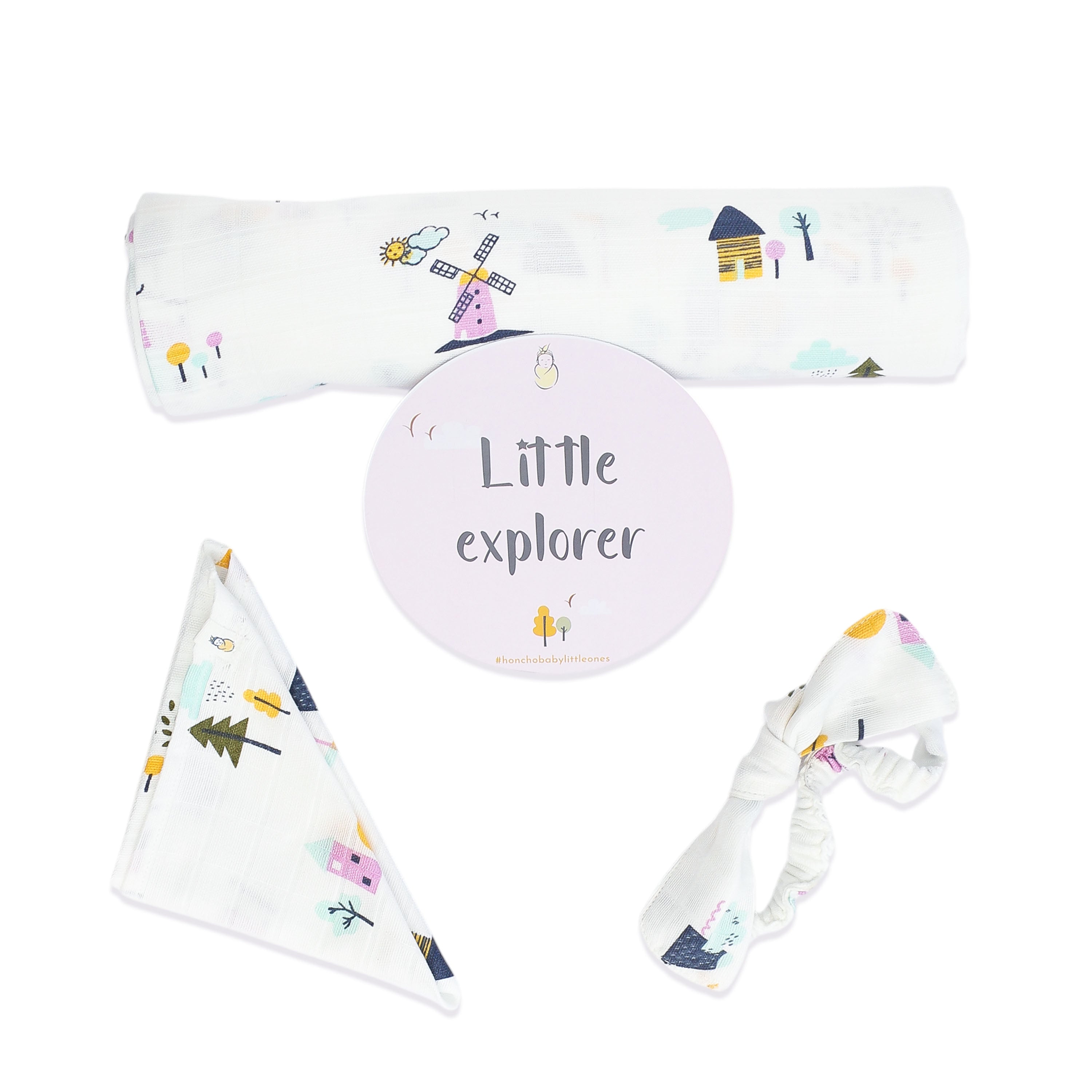 Farmyard Tales - Organic Cotton (double layer) Baby Muslin Swaddle Set (110 X 110 cms)