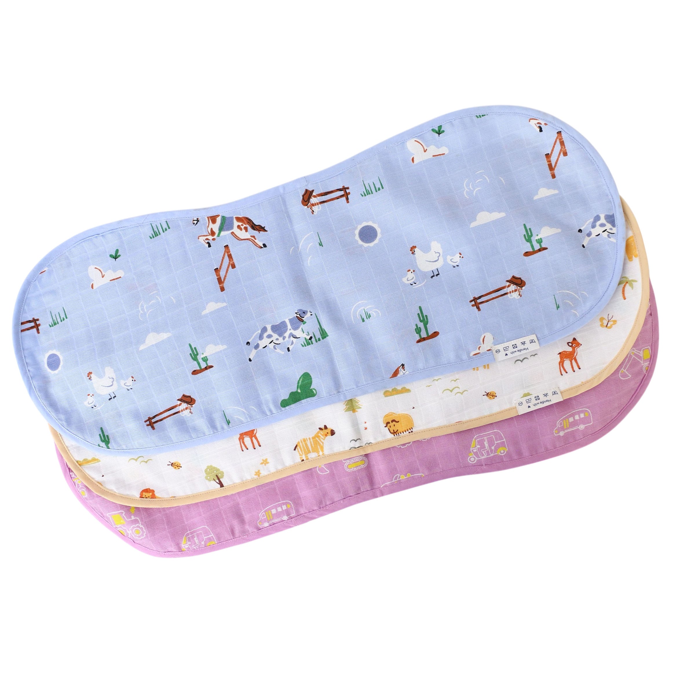 Muslin Reversible Burp Cloth - Pack of 3 S7