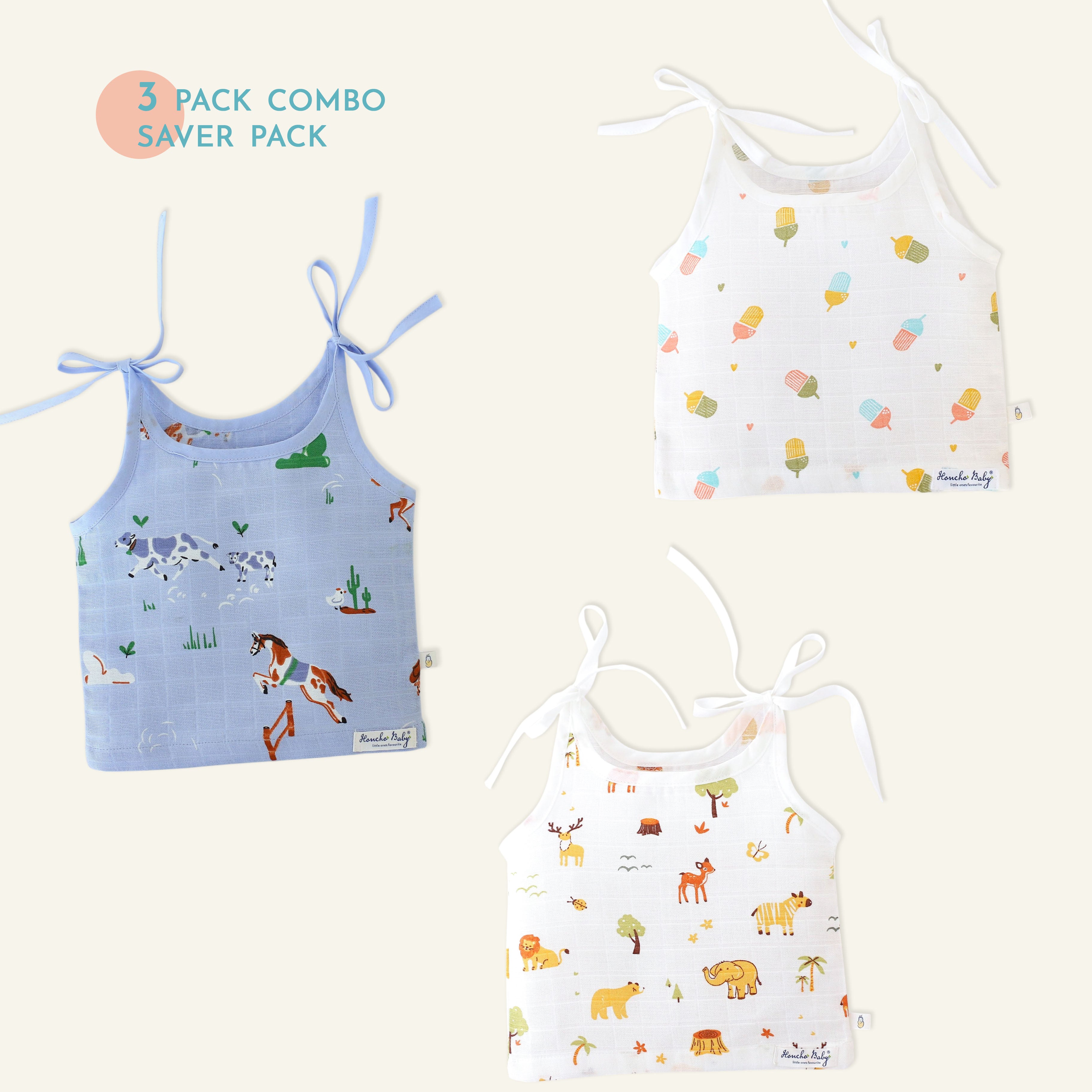 Muslin Knot Jablas (Newborn & 0 - 3 months) Assorted 3 pack  - Tiny Tales combo