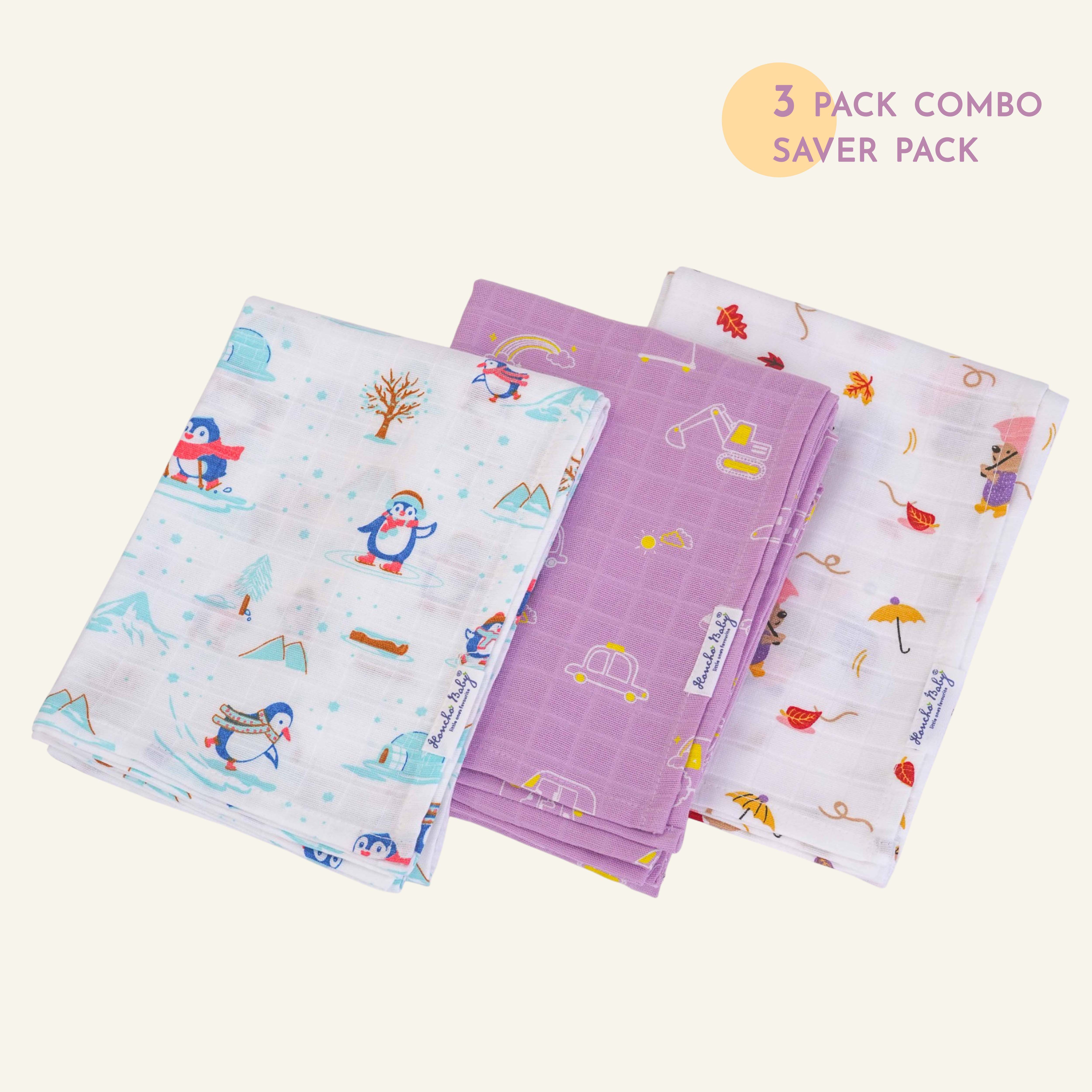 Soft Cotton Towels Assorted 3 pack - Little explorer combo