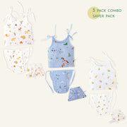 Assorted 3 pack - Muslin Knot jabla & Reusable Muslin Nappies / Langot (4 Layered Central Panel) - Tiny Tales Combo