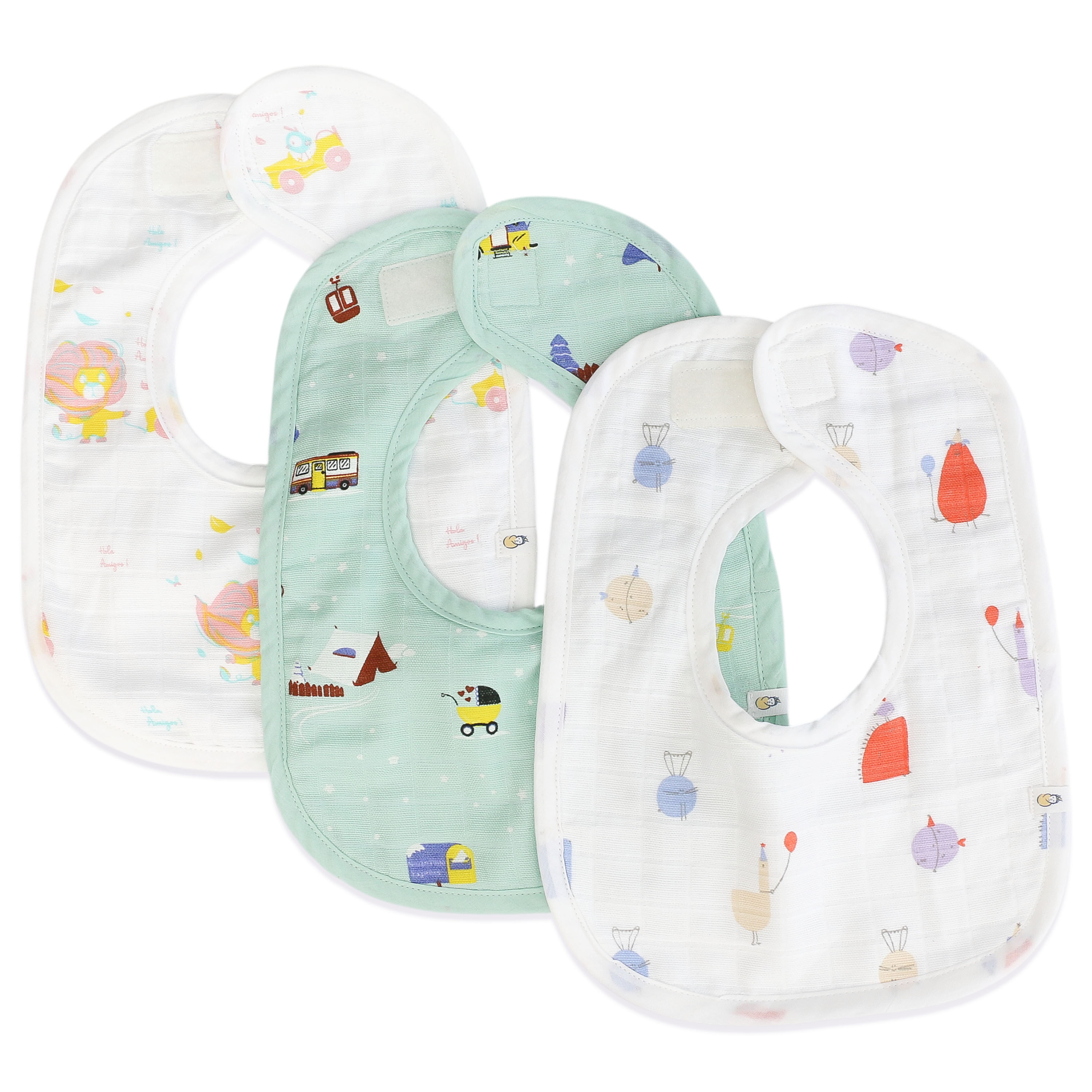 Reversible Muslin and Terry Bib - Assorted 3 Pack - Little Adventure Combo  NEW