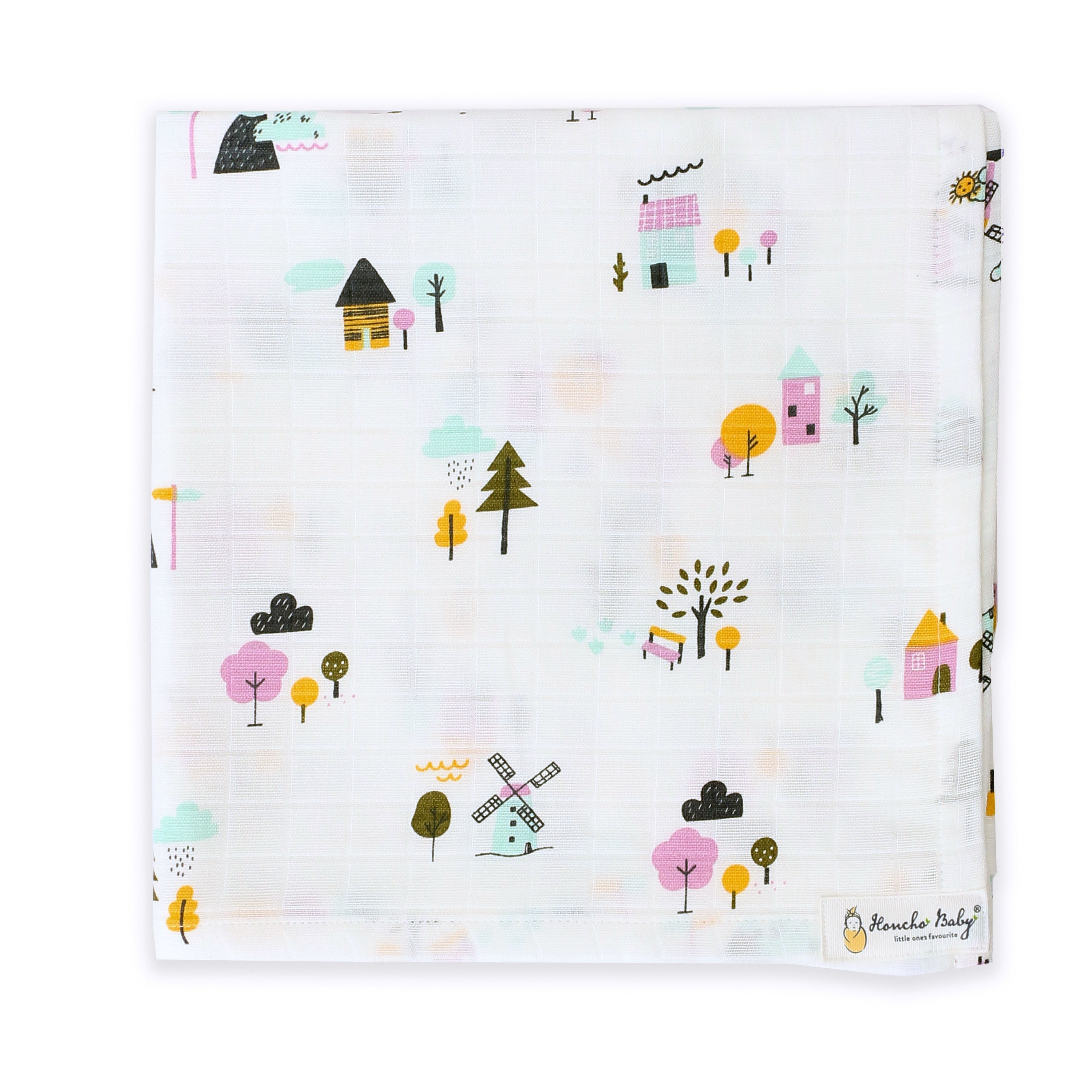 Farmyard Tales - Organic Cotton (double layer) Baby Muslin Swaddle Set (110 X 110 cms)