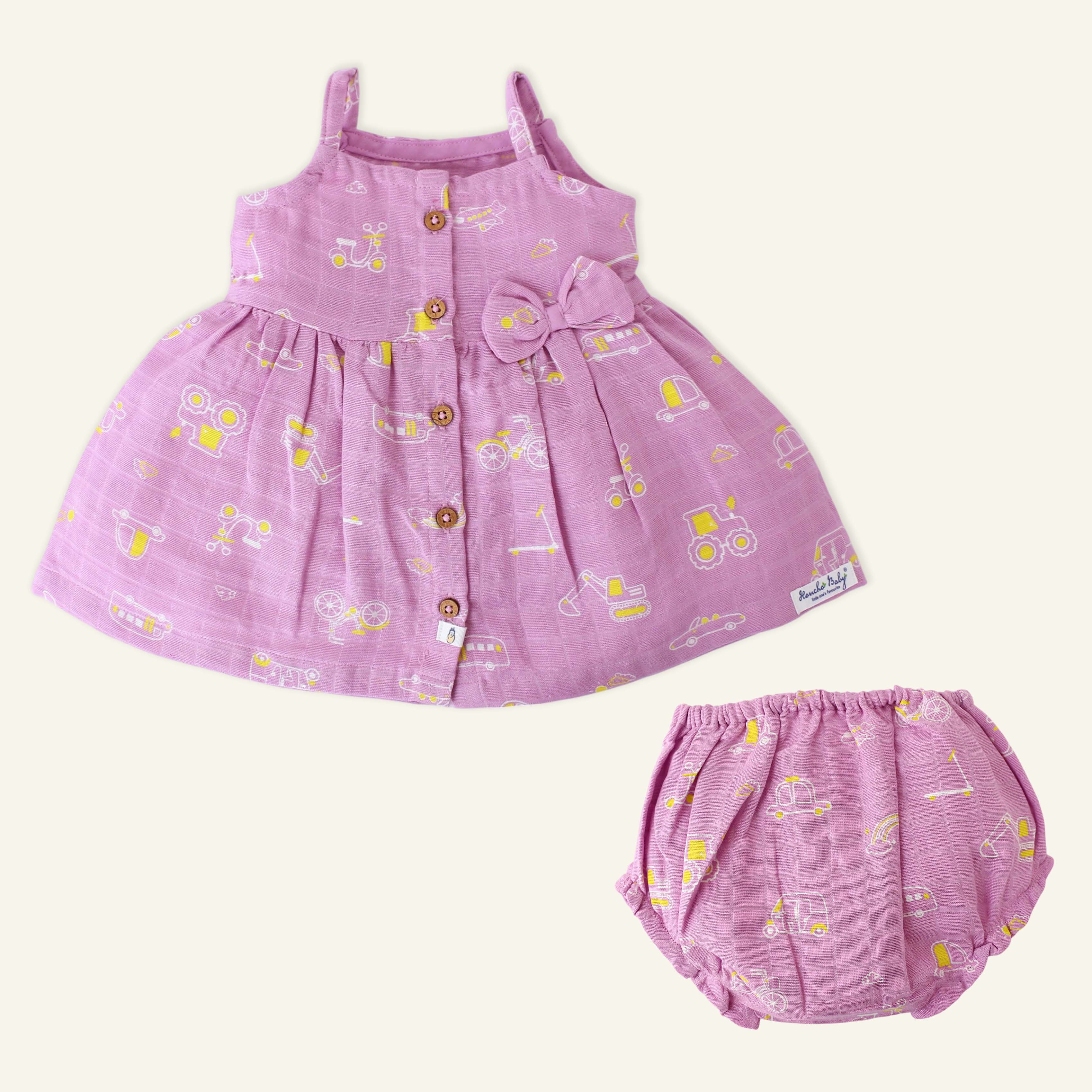 Busy Little Wheels - Frock and Bloomers Set ( 0 to 4 years )