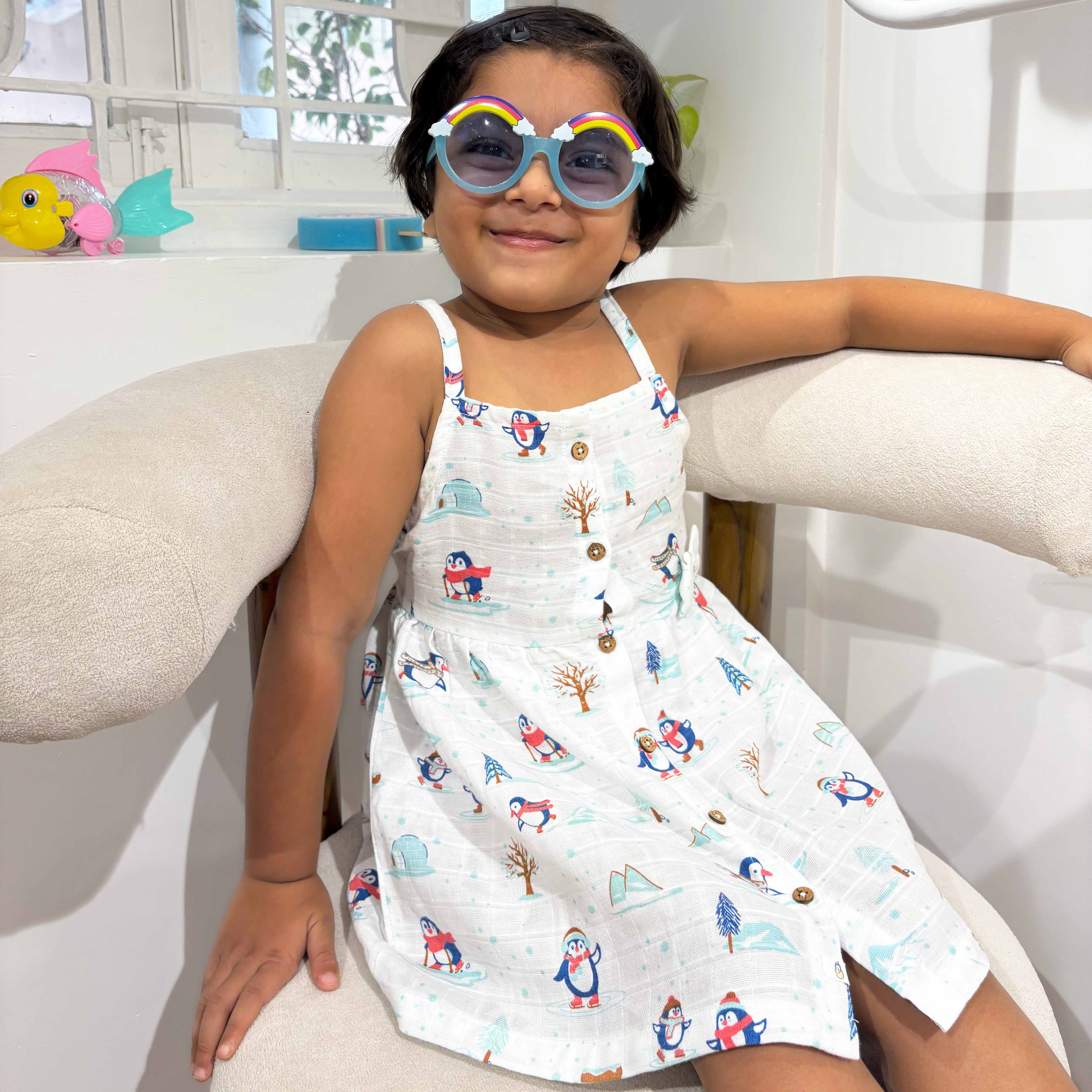 Sleeveless Muslin Cotton Frock with Bow  (0m to 4years) Combo Saver 3 Pack Combo