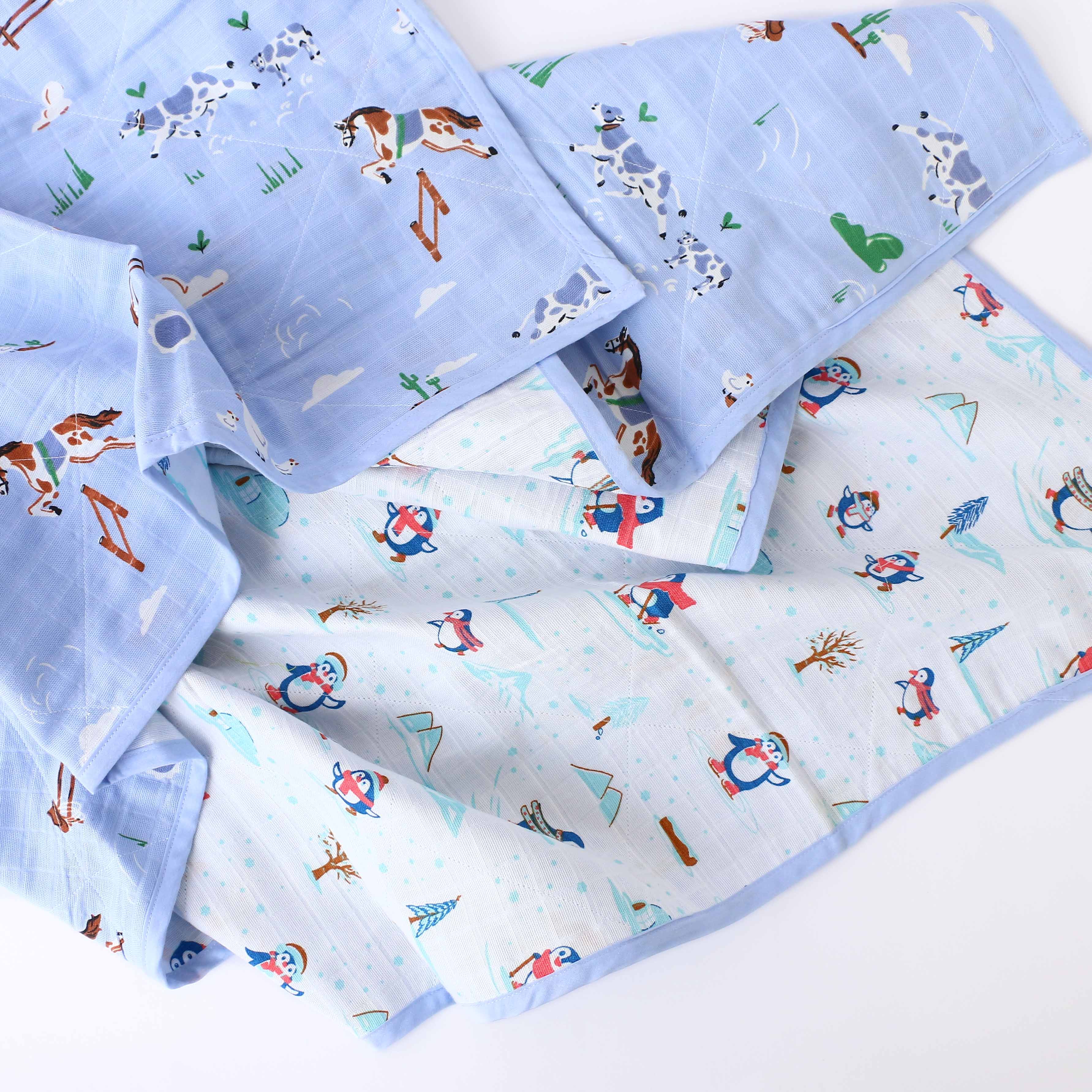 Barnyard Buddies & Penguin Wonderland - Reversible Blanket/Quilt