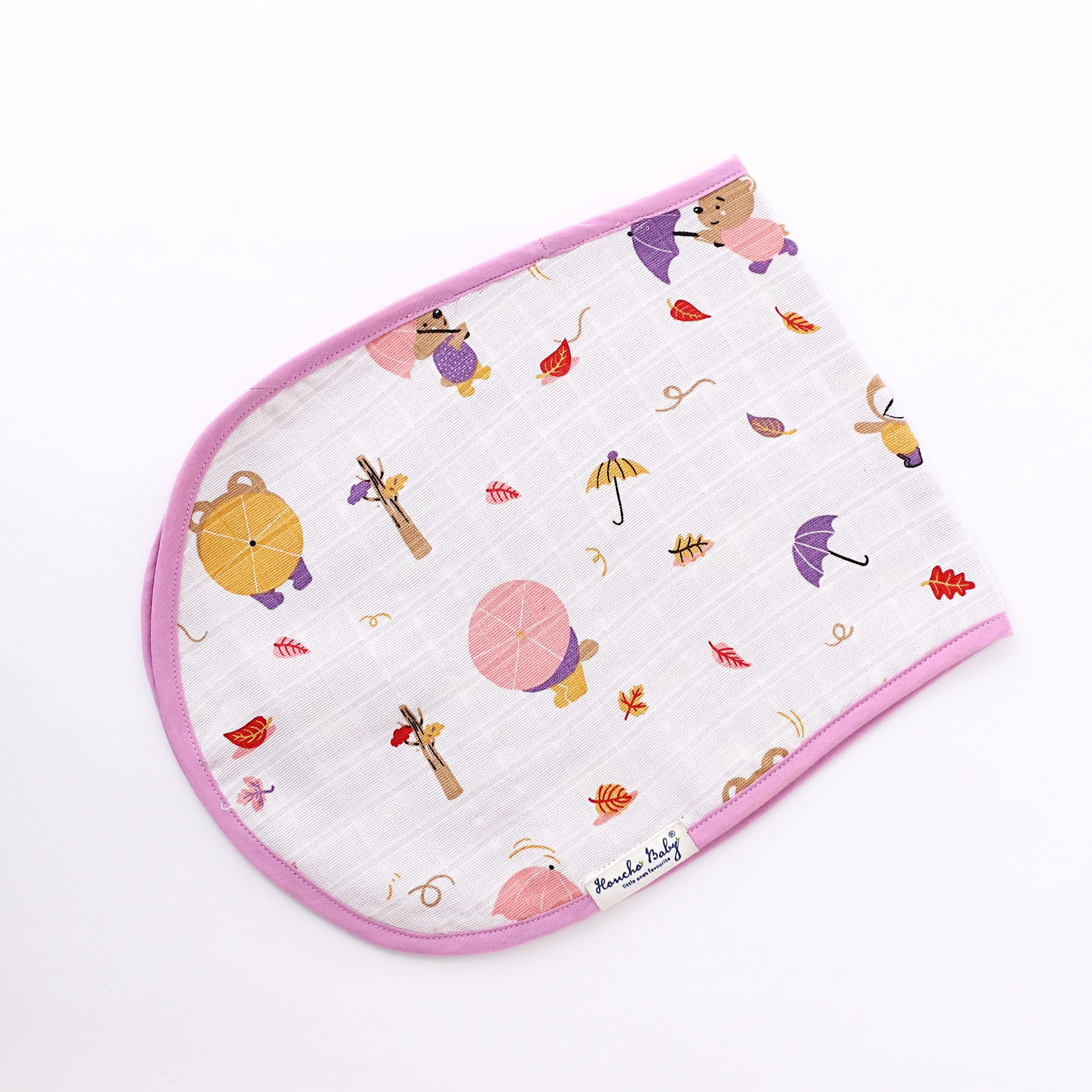 Busy Little Wheels & Teddy - Muslin Reversible Burp Cloth