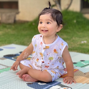 Tiny Jungle Adventures - Muslin Unisex Sleeveless top & Shorts (0 - 4years) NEW