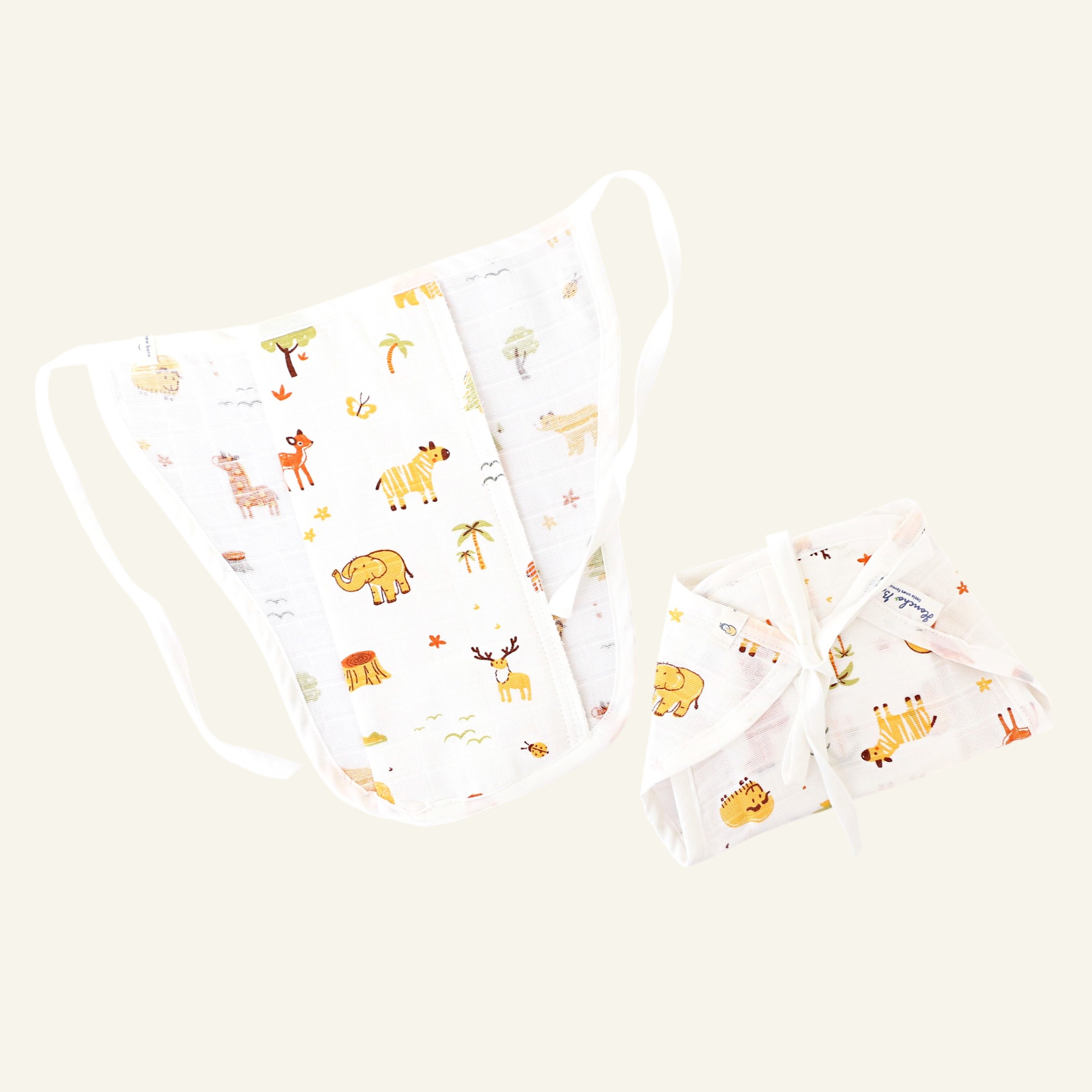 Assorted 3 pack - Muslin Knot jabla & Reusable Muslin Nappies / Langot (4 Layered Central Panel) - Tiny Tales Combo