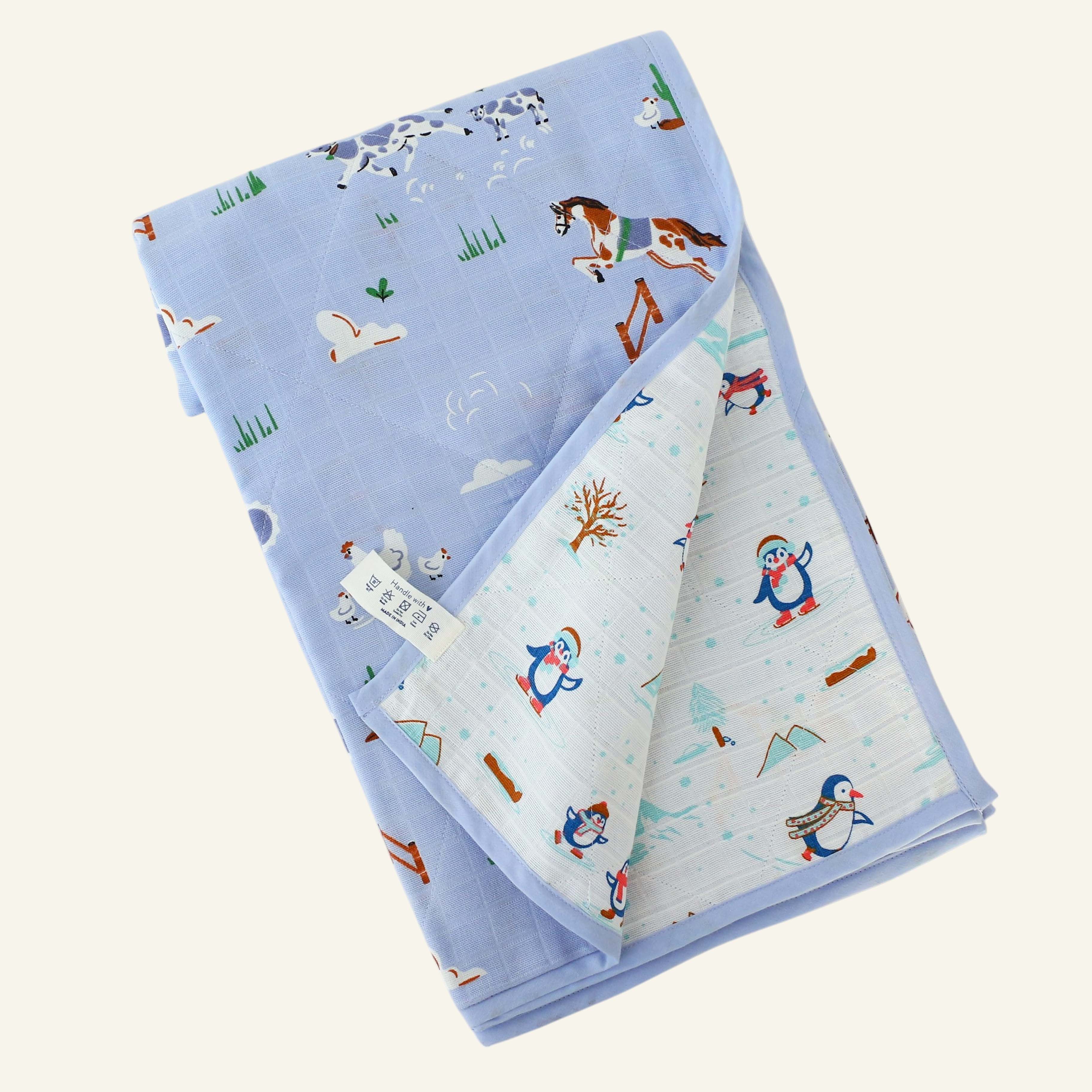 Barnyard Buddies & Penguin Wonderland - Reversible Blanket/Quilt