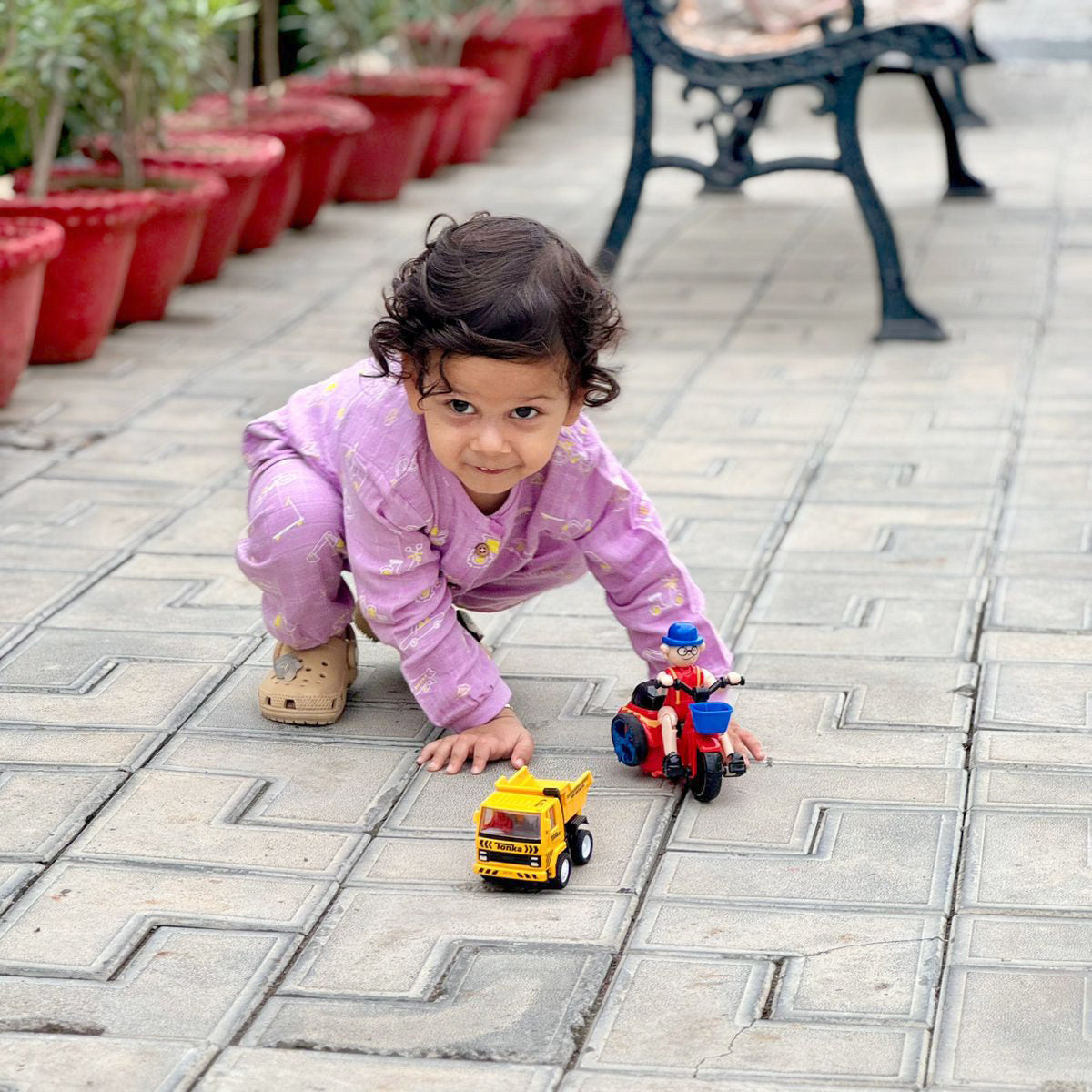 Busy Little Wheels - Unisex Full Sleeve and Pant set  (0M - 4years)