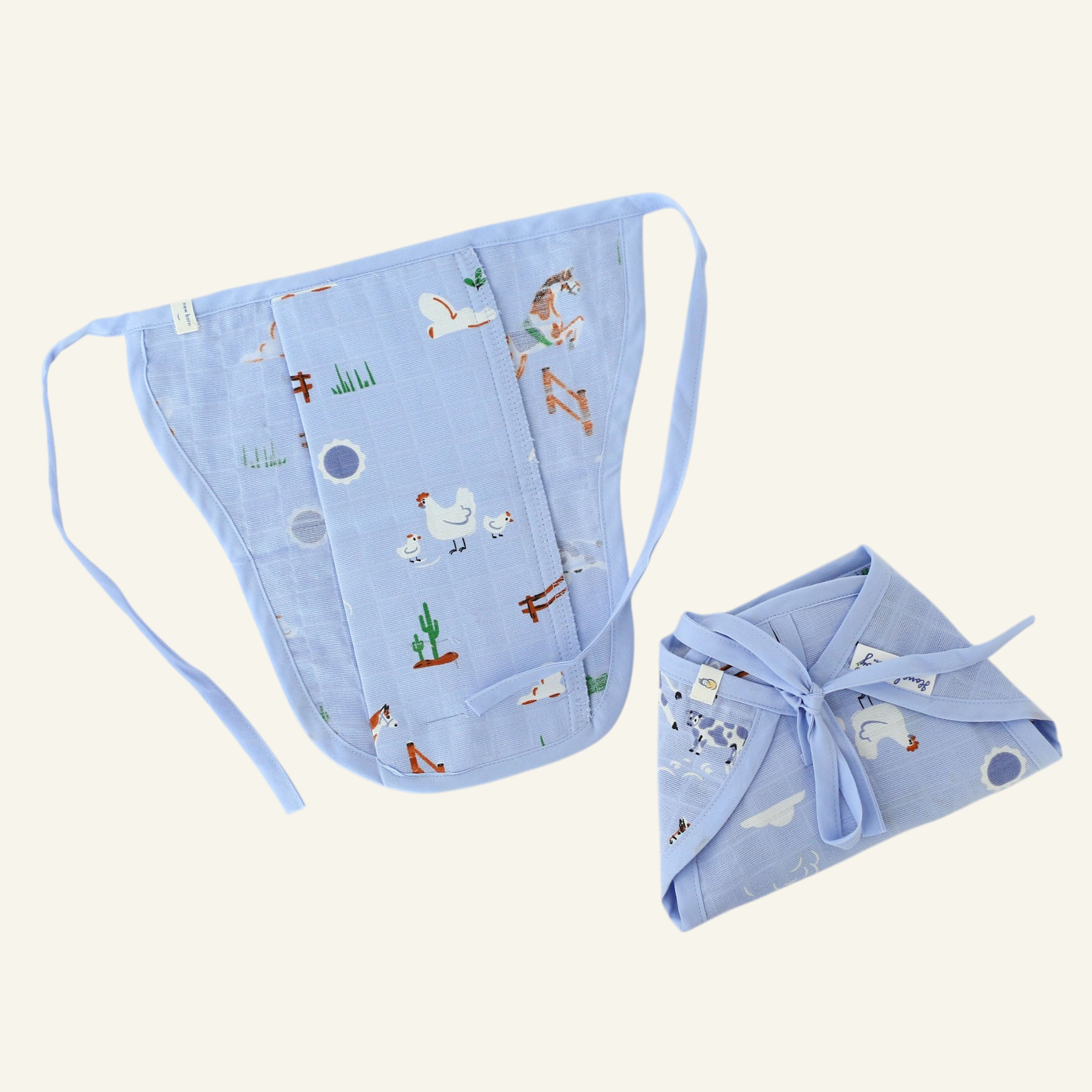 Assorted 3 pack - Muslin Knot jabla & Reusable Muslin Nappies / Langot (4 Layered Central Panel) - Tiny Tales Combo