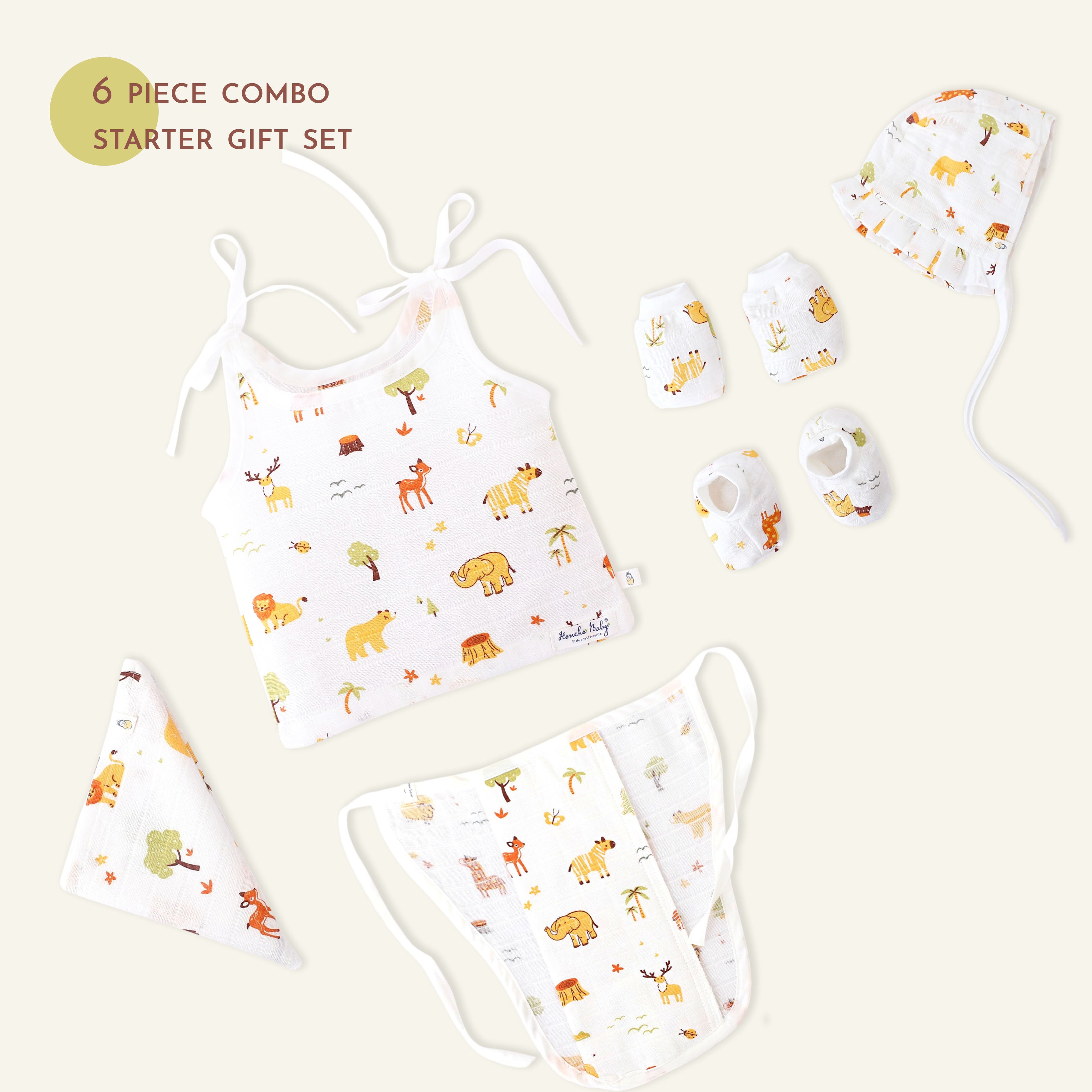 Baby essential Starter gift Kit - 6 piece set - Tiny jungle Adventures