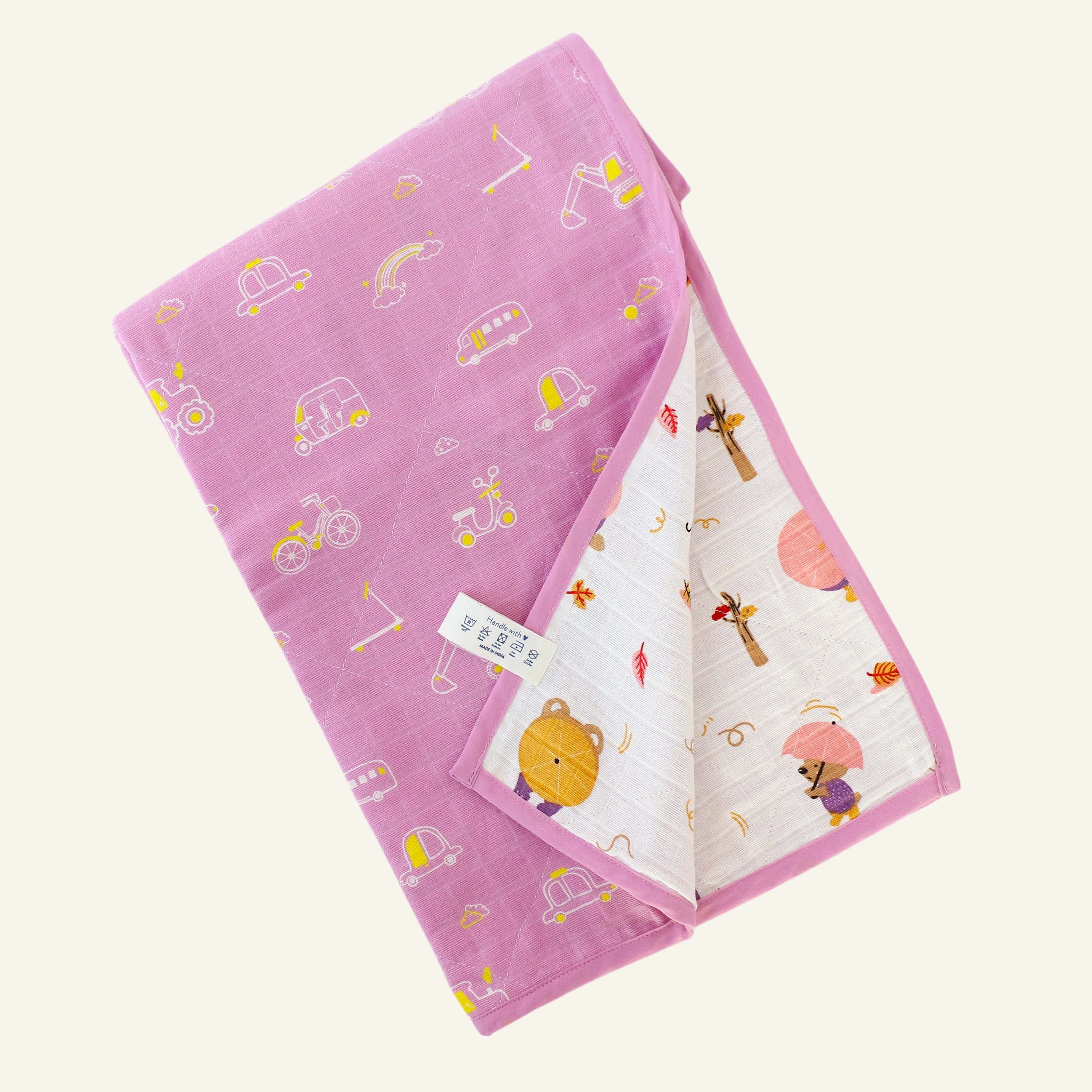 Busy Little Wheels & Teddy - Reversible Blanket/Quilt