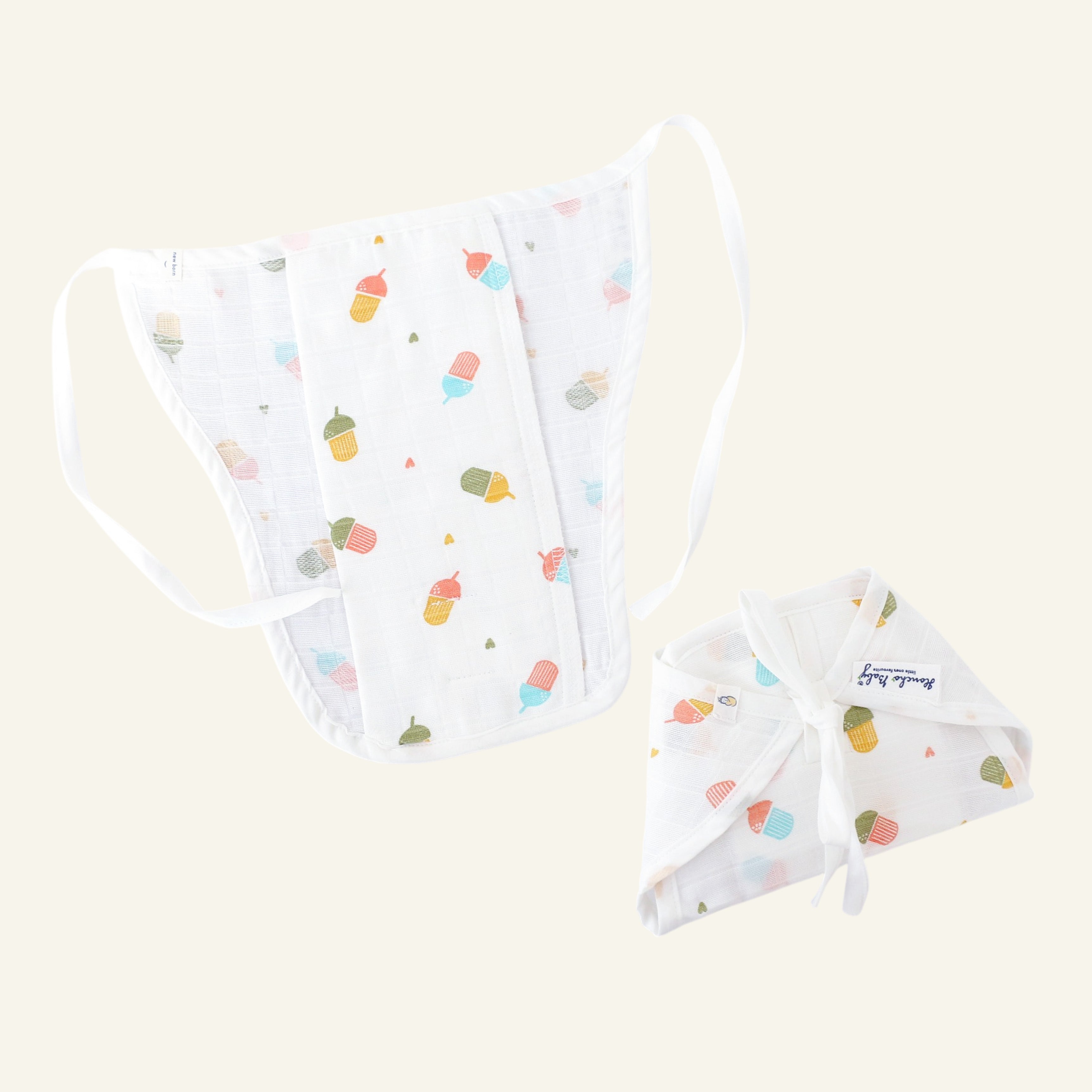 Assorted 3 pack - Muslin Knot jabla & Reusable Muslin Nappies / Langot (4 Layered Central Panel) - Tiny Tales Combo