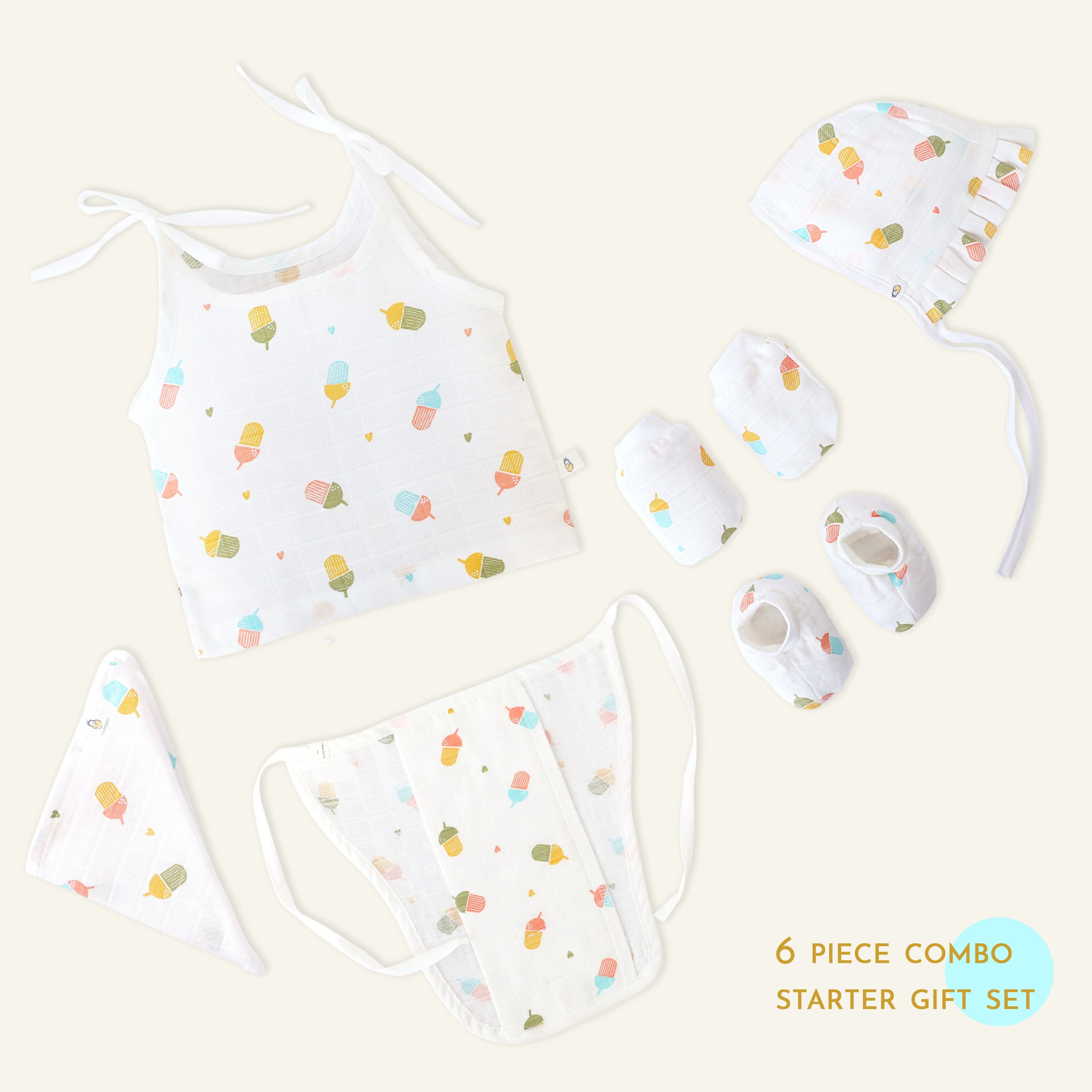 Baby essential Starter gift Kit - 6 piece set - Rainbow Popsicles