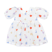 Magic Doodles - Half Sleeve Puff Muslin Cotton Frock with Bow (0m to 5 years) NEW