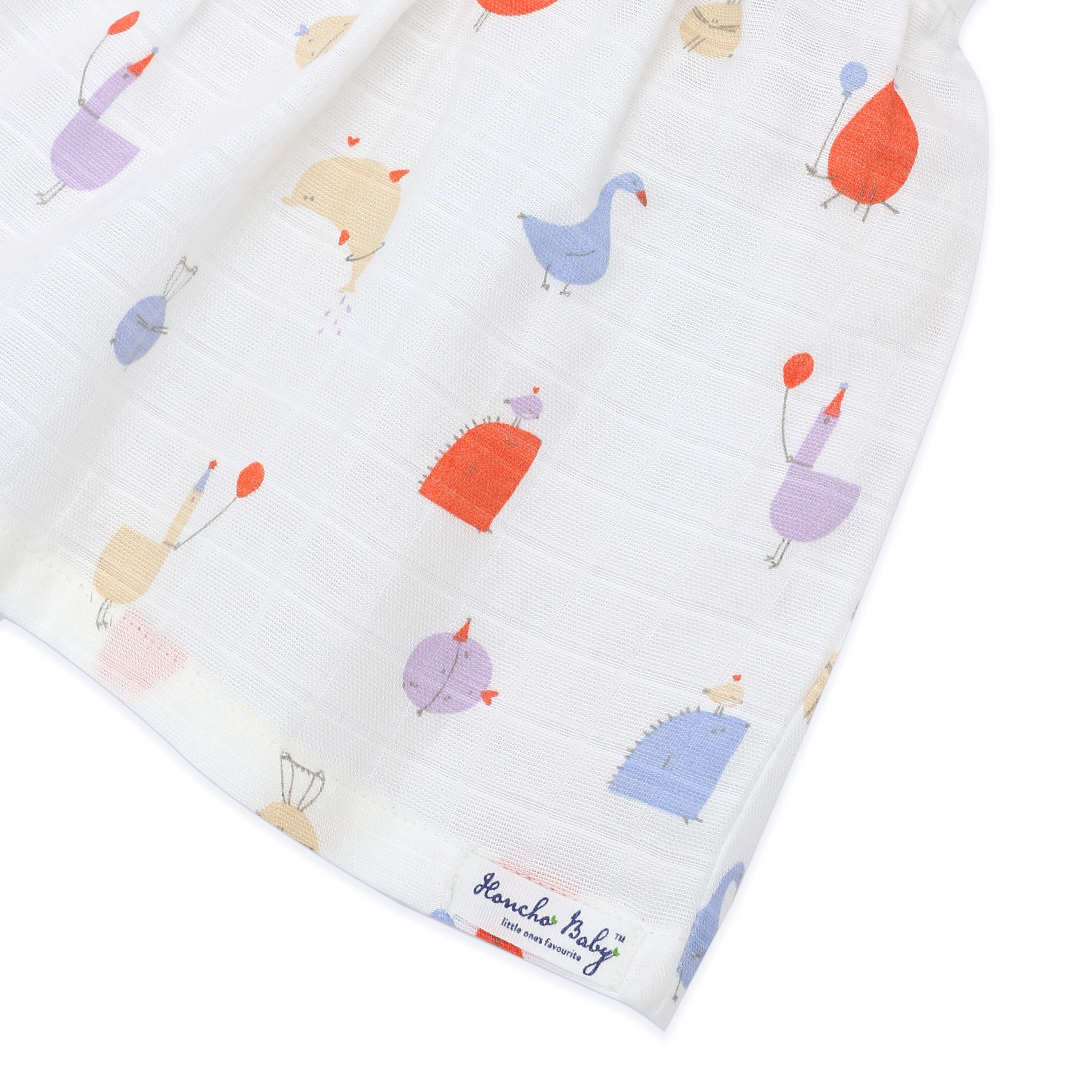 Magic Doodles - Half Sleeve Puff Muslin Cotton Frock with Bow (0m to 5 years) NEW