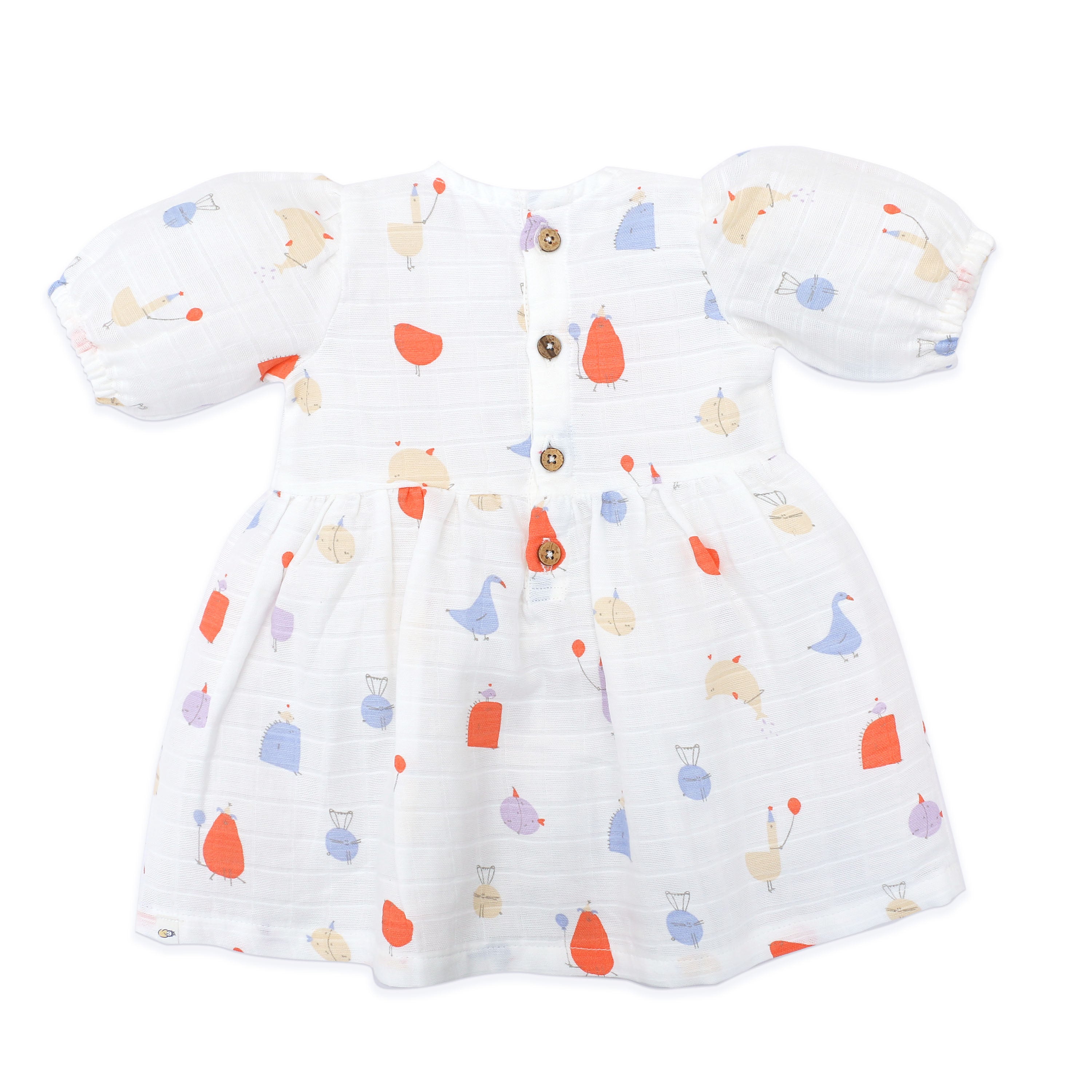 Magic Doodles - Half Sleeve Puff Muslin Cotton Frock with Bow (0m to 5 years) NEW
