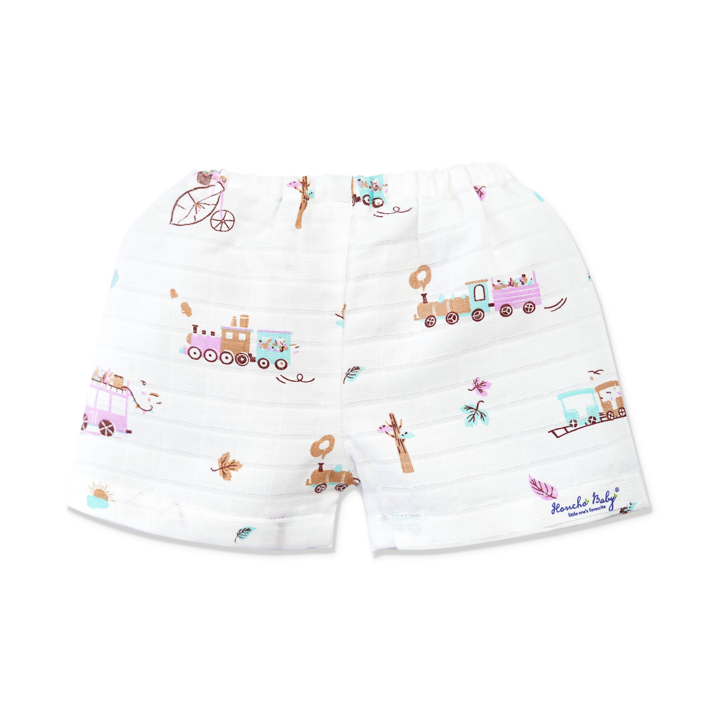 Muslin Half Sleeve Top & Shorts Set (0M – 5Y) Tiny Wheels & Wonders