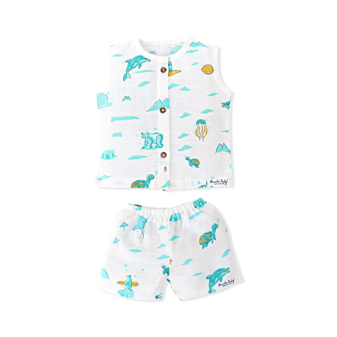Iceberg Buddies - Muslin Unisex Sleeveless top & Shorts (0 - 4years)