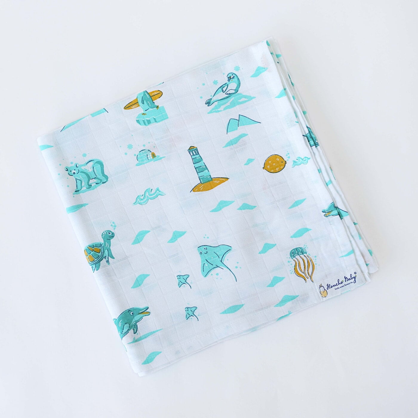 Iceberg Buddies - Organic Cotton (double layer) Baby Muslin Swaddle Set - 110 X 110 cms