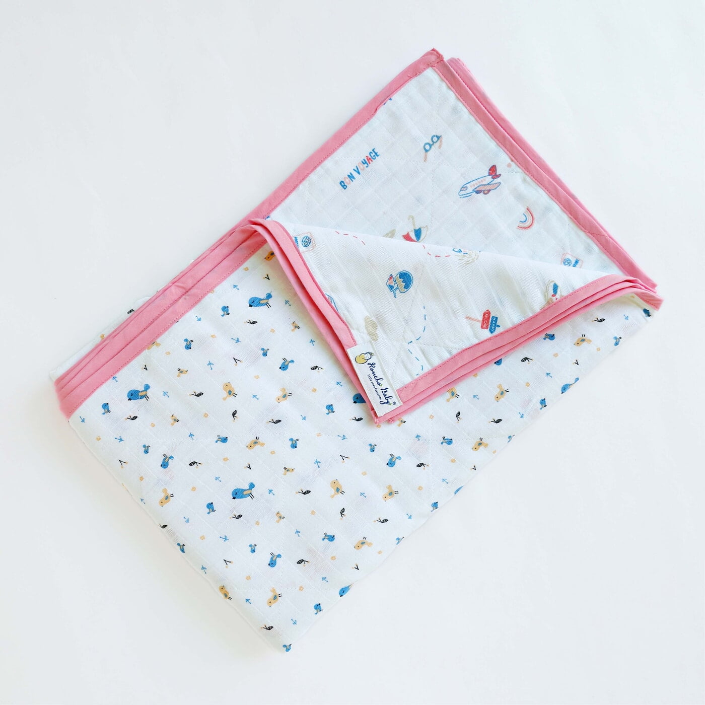 Tiny Travellers & Pretty little birds - Reversible Blanket/Quilt (4 layered) NEW