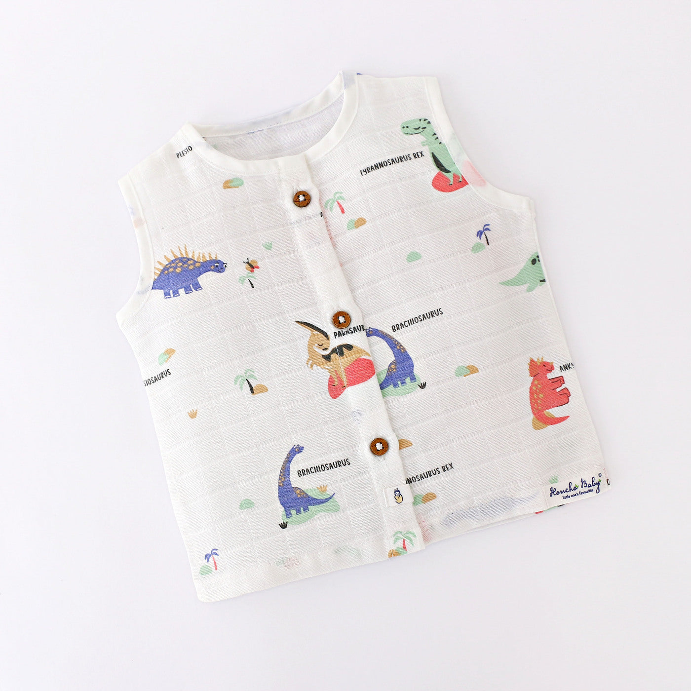 Dino Safari - Muslin Unisex Sleeveless top & Shorts (0 - 4years)