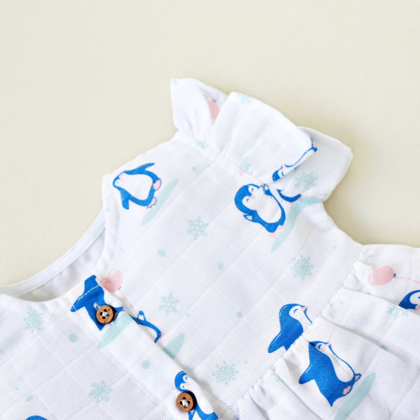 Happy Waddling Penguins - Muslin 100% Cotton Frock (0 to 4years )