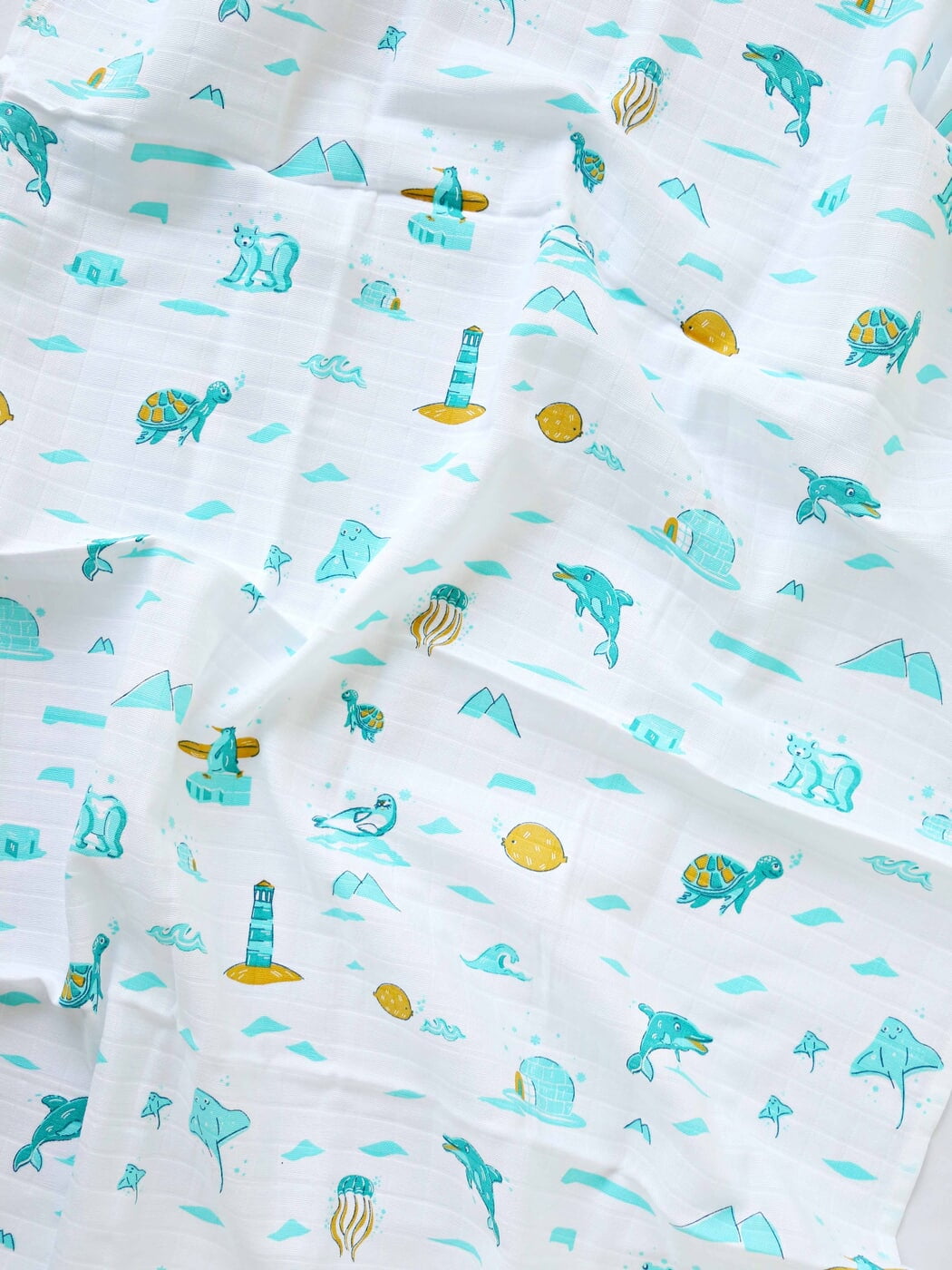 Iceberg Buddies - Organic Cotton (double layer) Baby Muslin Swaddle Set - 110 X 110 cms