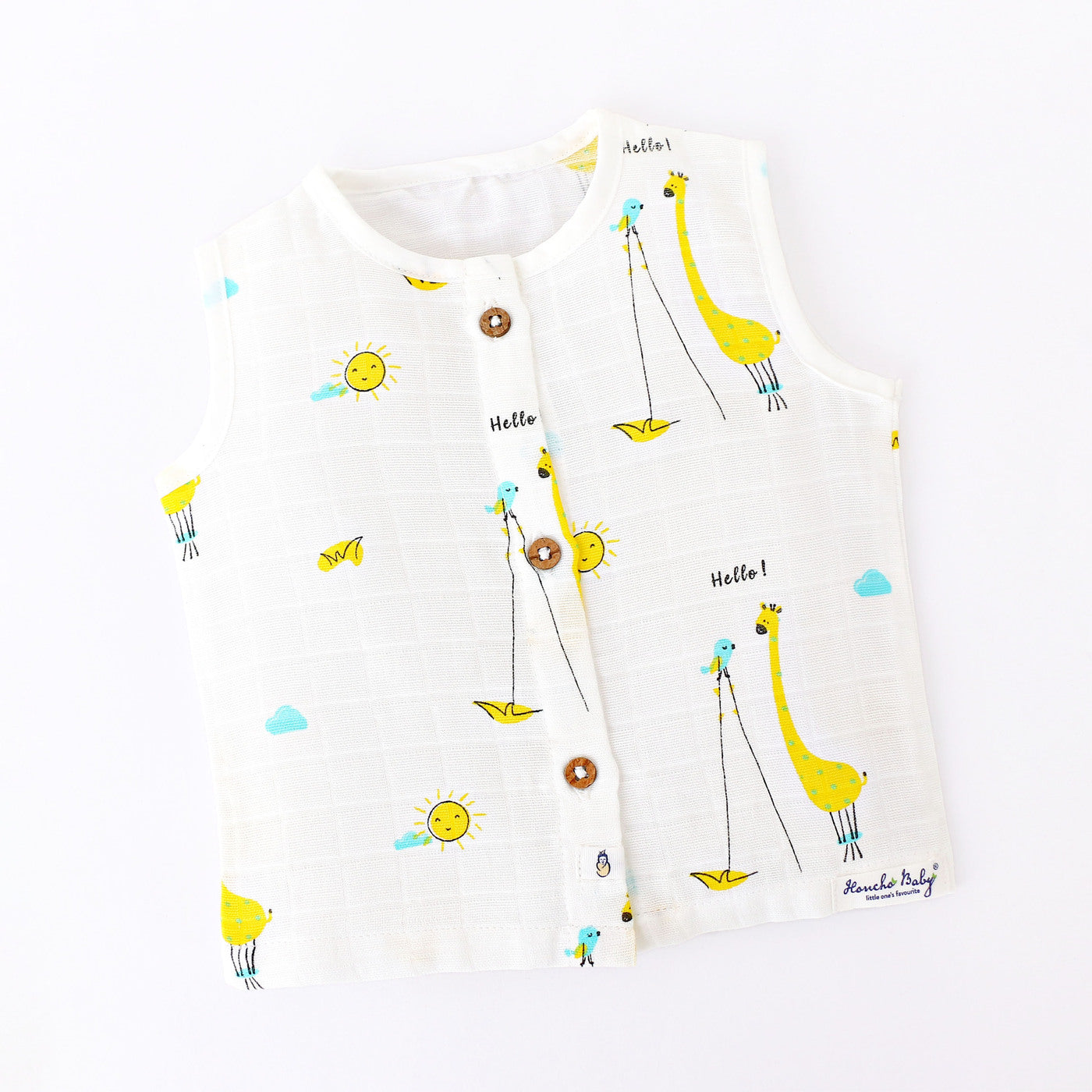 Giraffe Tales & Tweets - Muslin Unisex Sleeveless top & Shorts (0 - 4years)